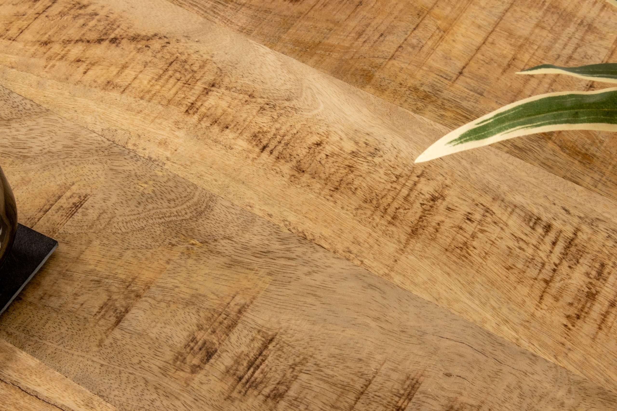 Bistrotisch Baumkante 120 x 60 cm massiv Mangoholz natur Doppel-Säulengestell Silber IAN – Bild 7