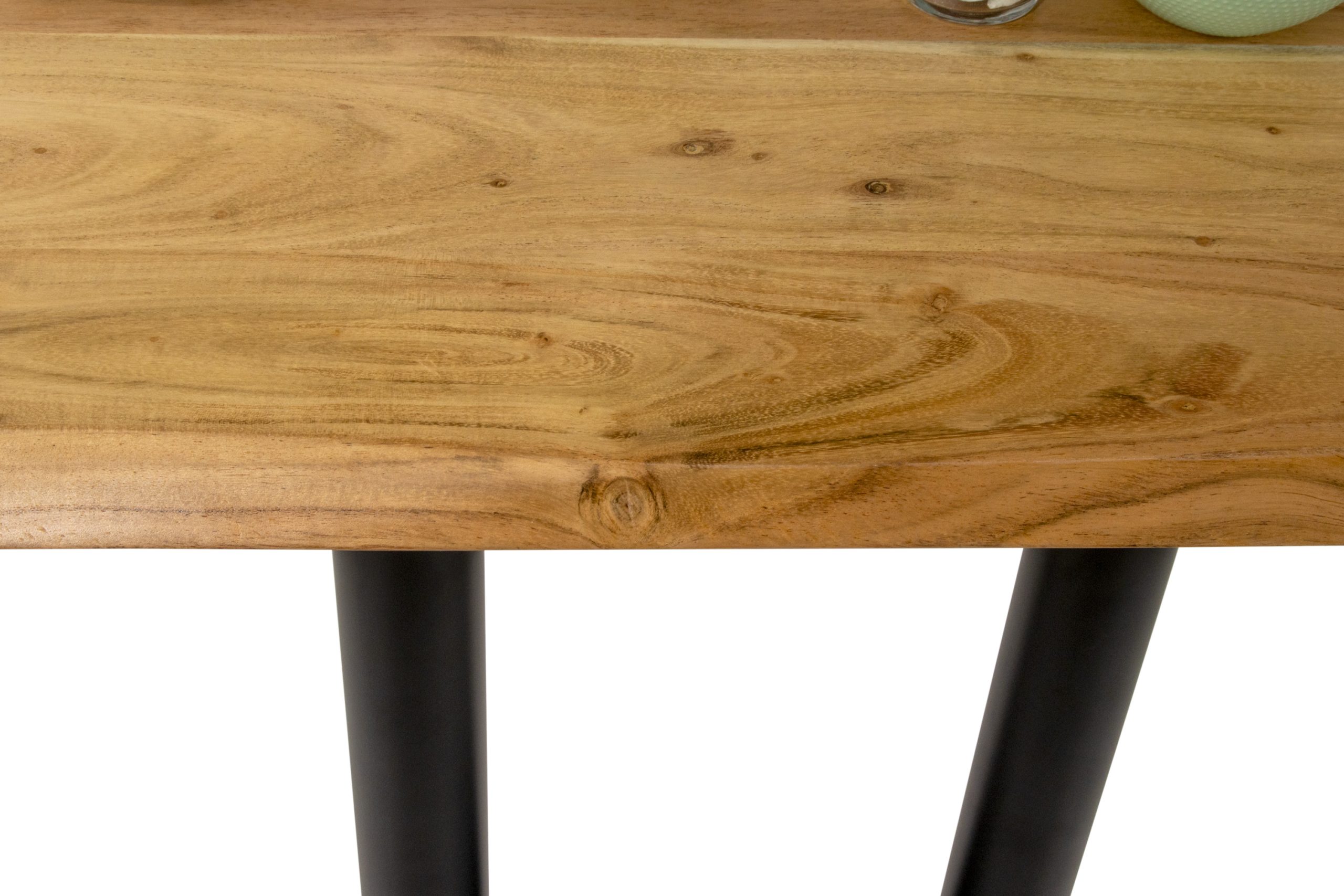 Bistrotisch Baumkante 120 x 60 cm massiv Akazie natur Doppel-Säulengestell schwarz IAN – Bild 5
