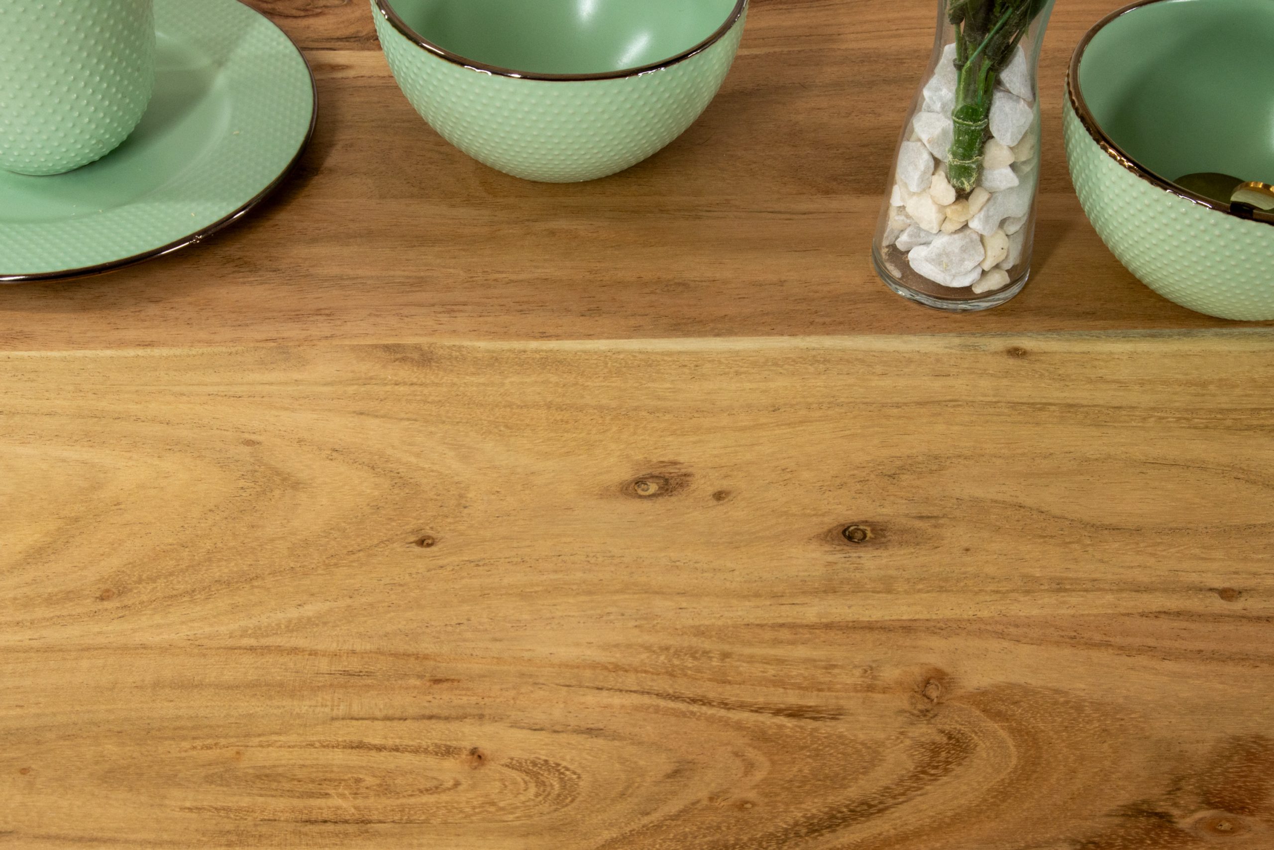 Bistrotisch Baumkante 120 x 60 cm massiv Akazie natur Doppel-Säulengestell schwarz IAN – Bild 7