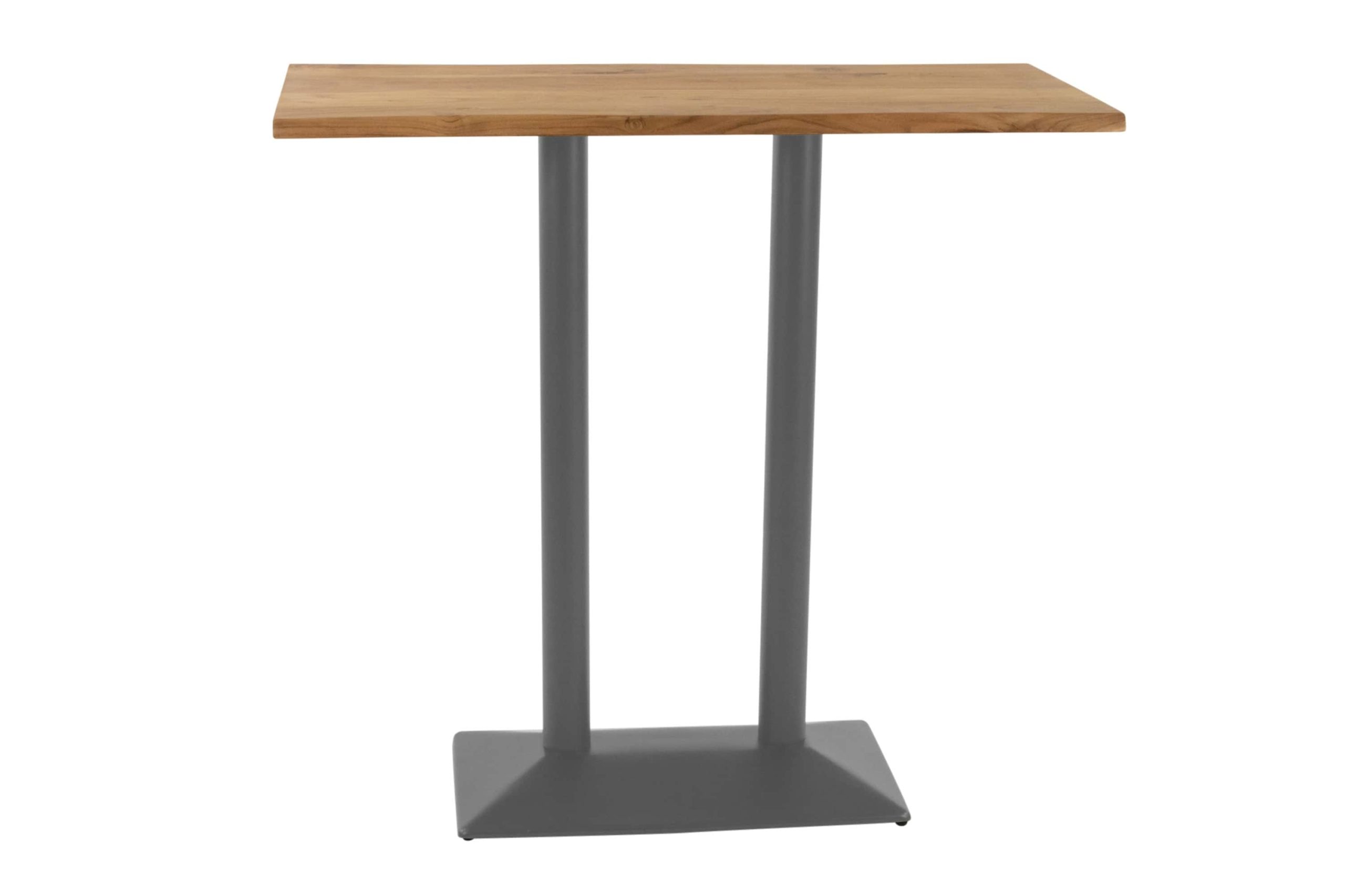 Bistrotisch Baumkante 120 x 60 cm massiv Akazie natur Doppel-Säulengestell Silber IAN – Bild 6