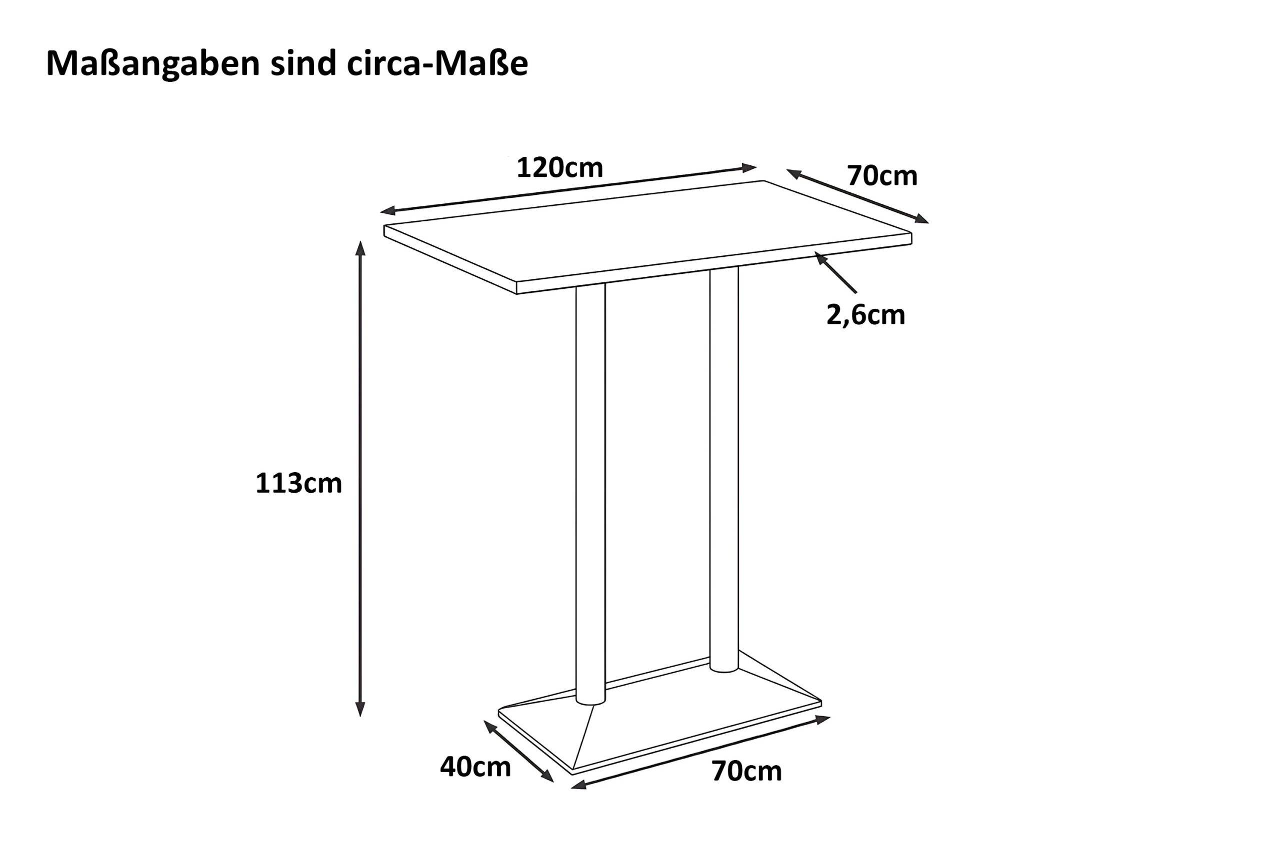 Bistrotisch Baumkante 120 x 70 cm massiv Akazie natur Doppel-Säulengestell Silber IAN – Bild 4