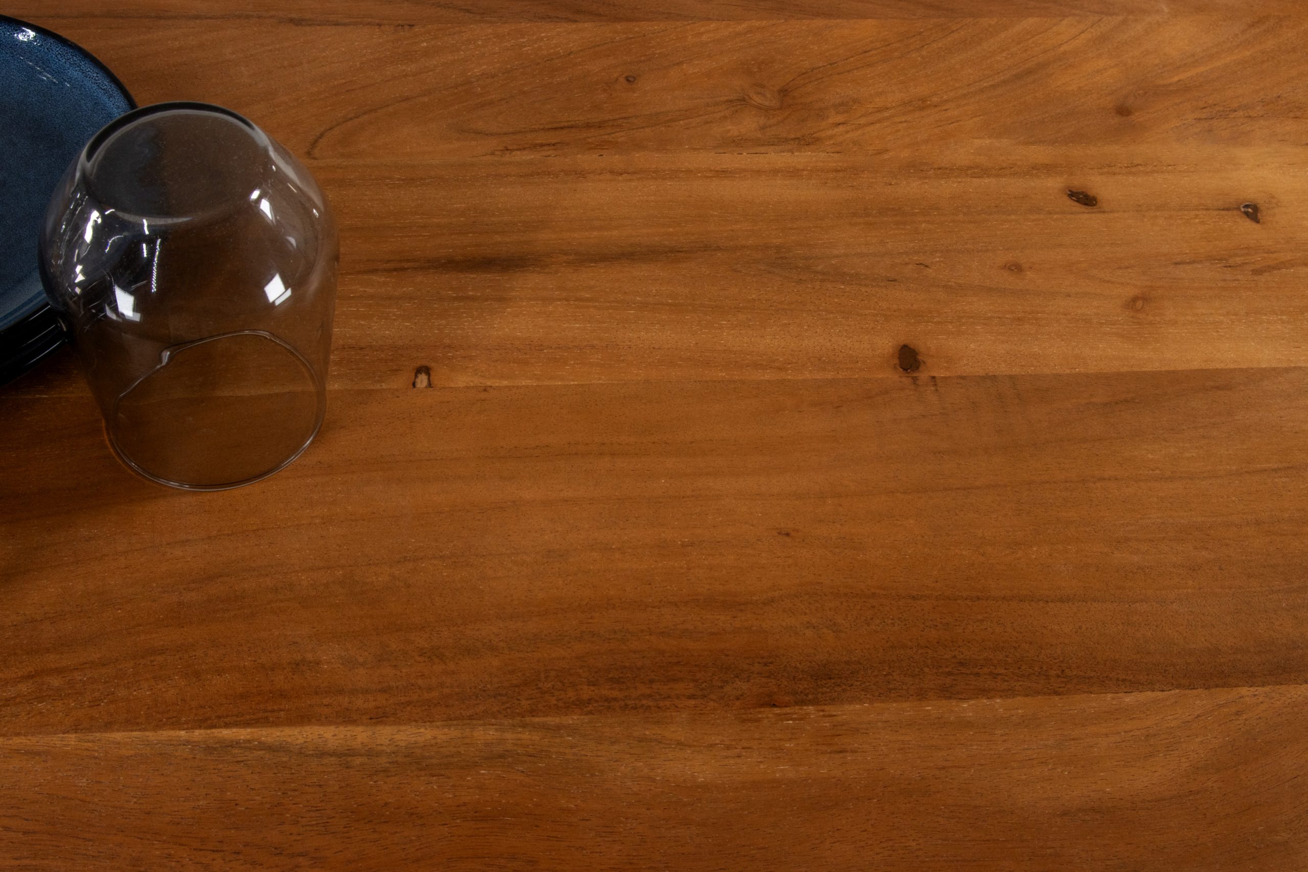 Bistrotisch Baumkante 120 x 70 cm massiv Akazie nussbaum Doppel-Säulengestell schwarz IAN – Bild 7