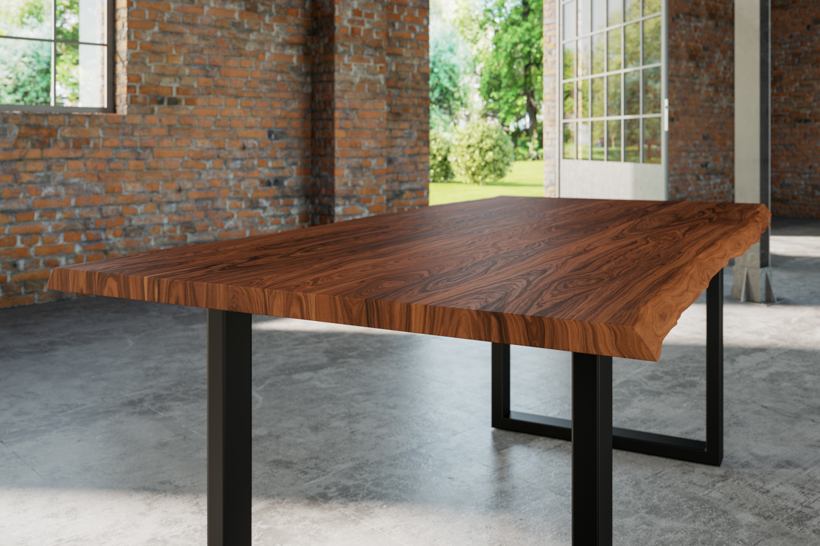 Esstisch Baumkante massiv Akazie nougat 220 x 100 schwarz Lauren – Bild 4