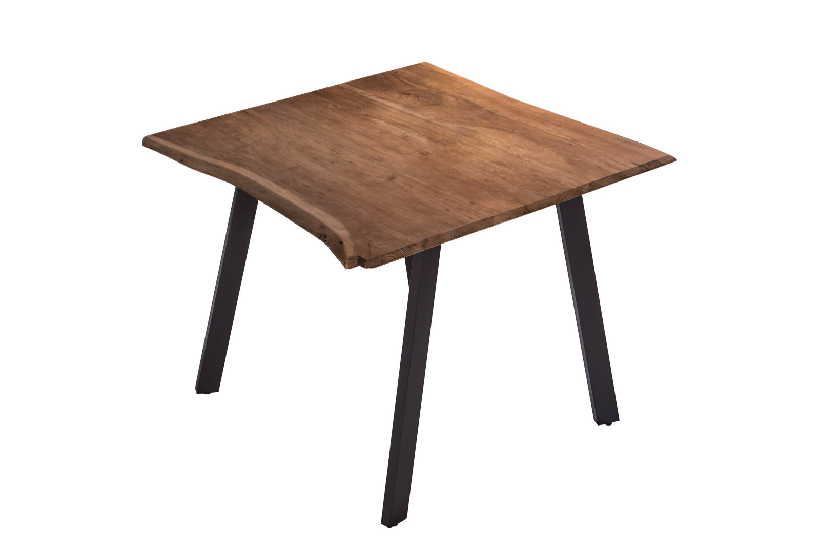 Esstisch Baumkante massiv Akazie Nussbaum 80 x 80 schwarz Laxmi – Bild 3