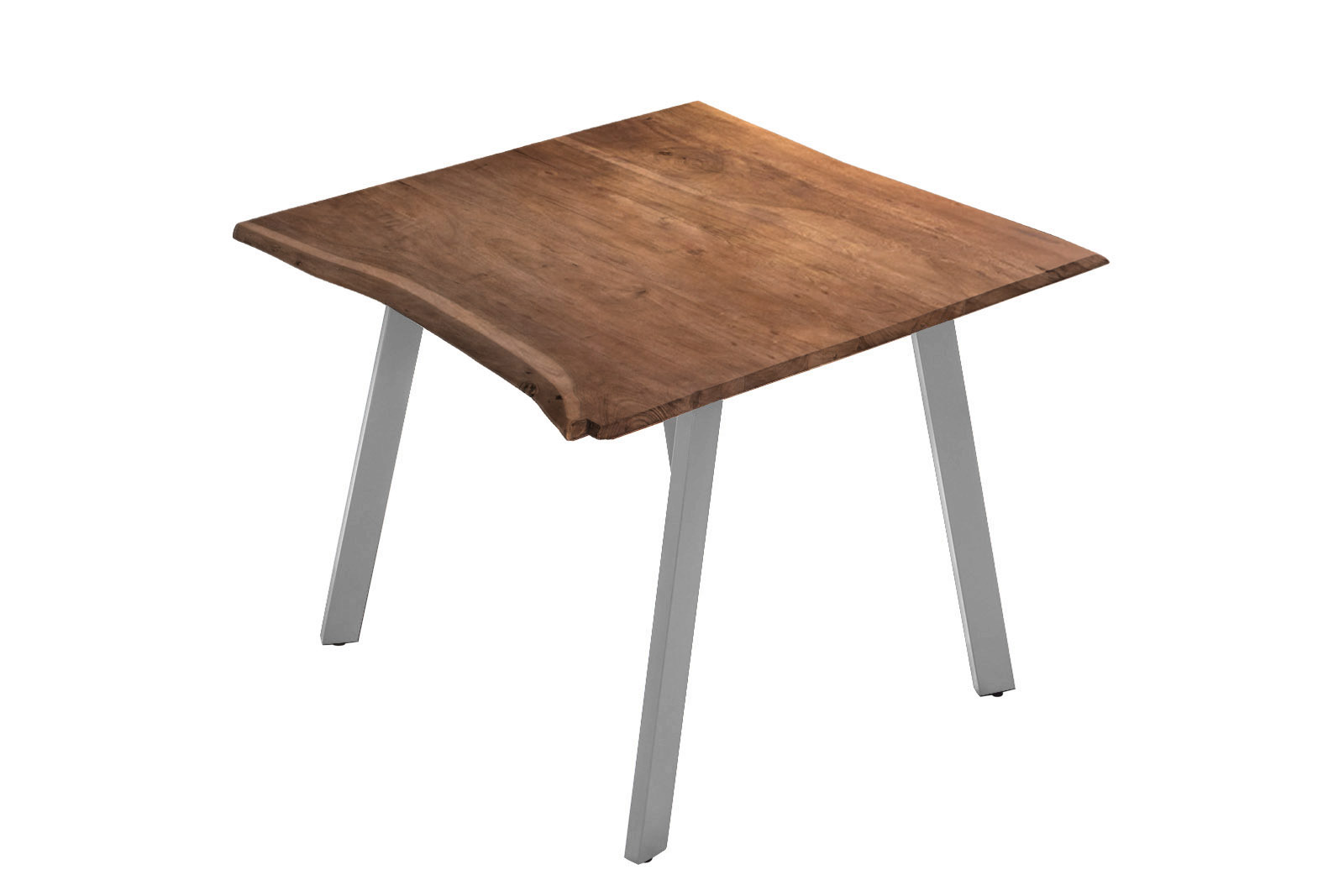 Esstisch Baumkante massiv Akazie Nussbaum 80 x 80 silber Laxmi – Bild 3