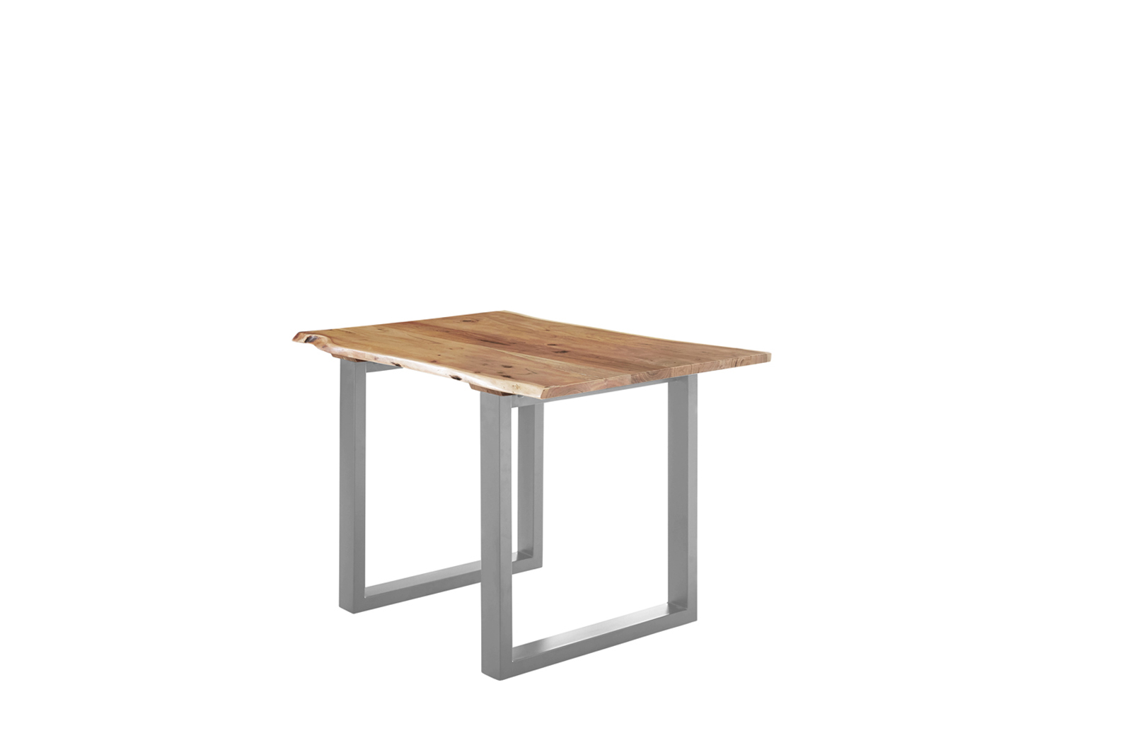 Esstisch Baumkante massiv Akazie natur 120 x 80 U-Gestell silber LUBIN – Bild 2