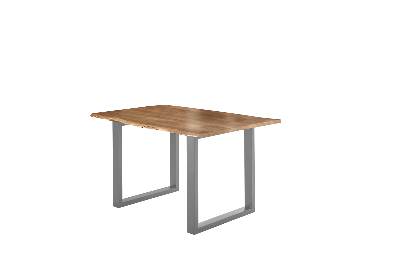 Esstisch Baumkante massiv Akazie natur 160 x 85 U-Gestell silber LUBIN – Bild 2