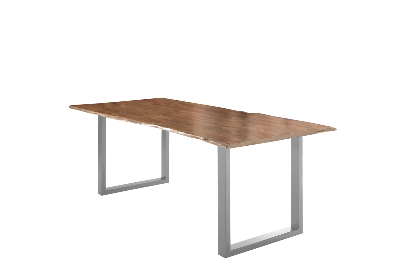 Esstisch Baumkante massiv Akazie natur 220 x 100 U-Gestell silber LUBIN – Bild 2