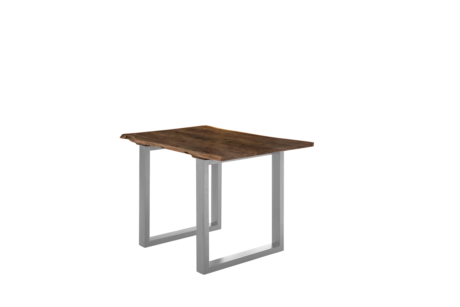 Esstisch Baumkante massiv Akazie nussbaum 140 x 80 U-Gestell silber LUBIN – Bild 2