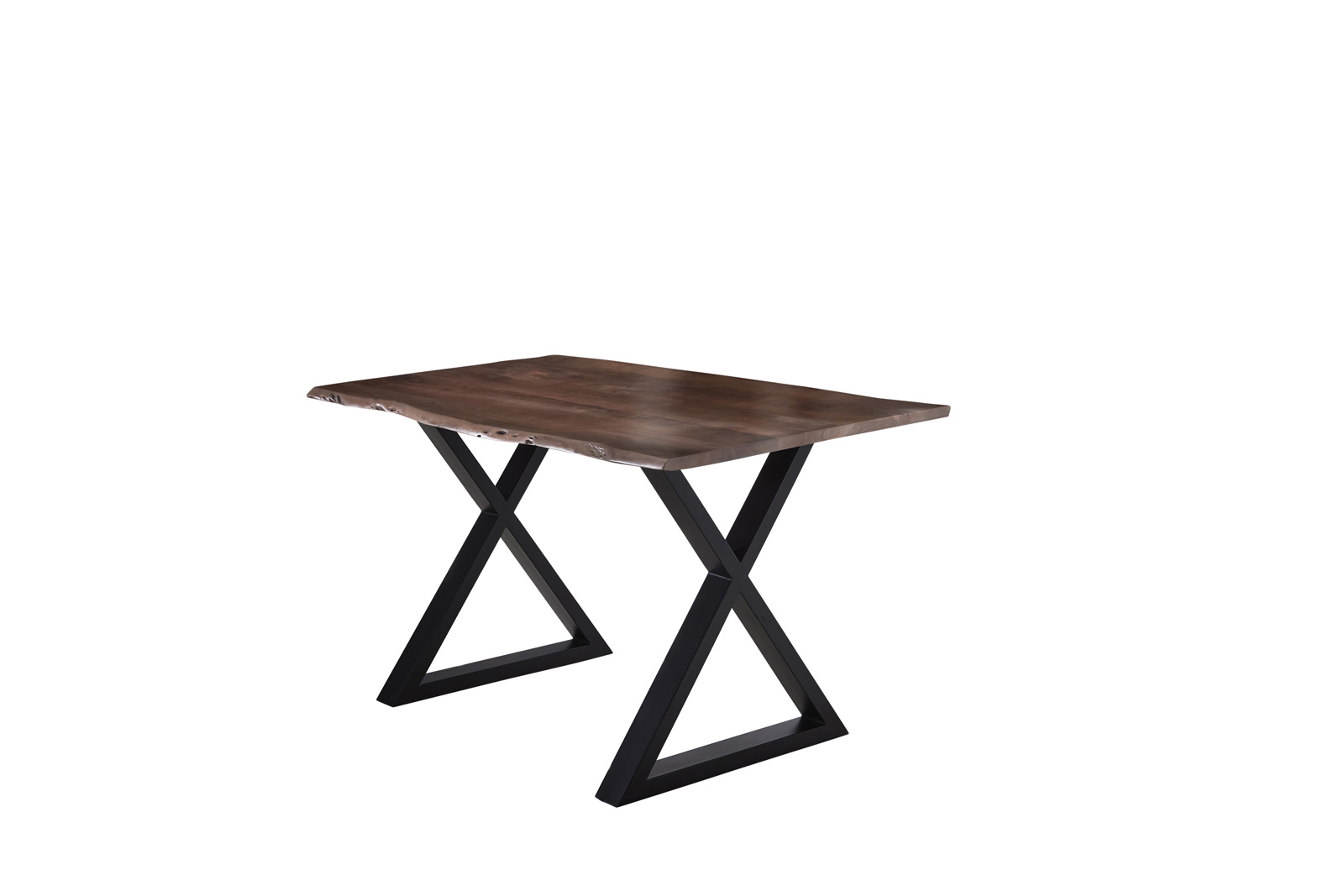 Esstisch Baumkante massiv Akazie nussbaum 140 x 80 X-Gestell schwarz LUBIN – Bild 2