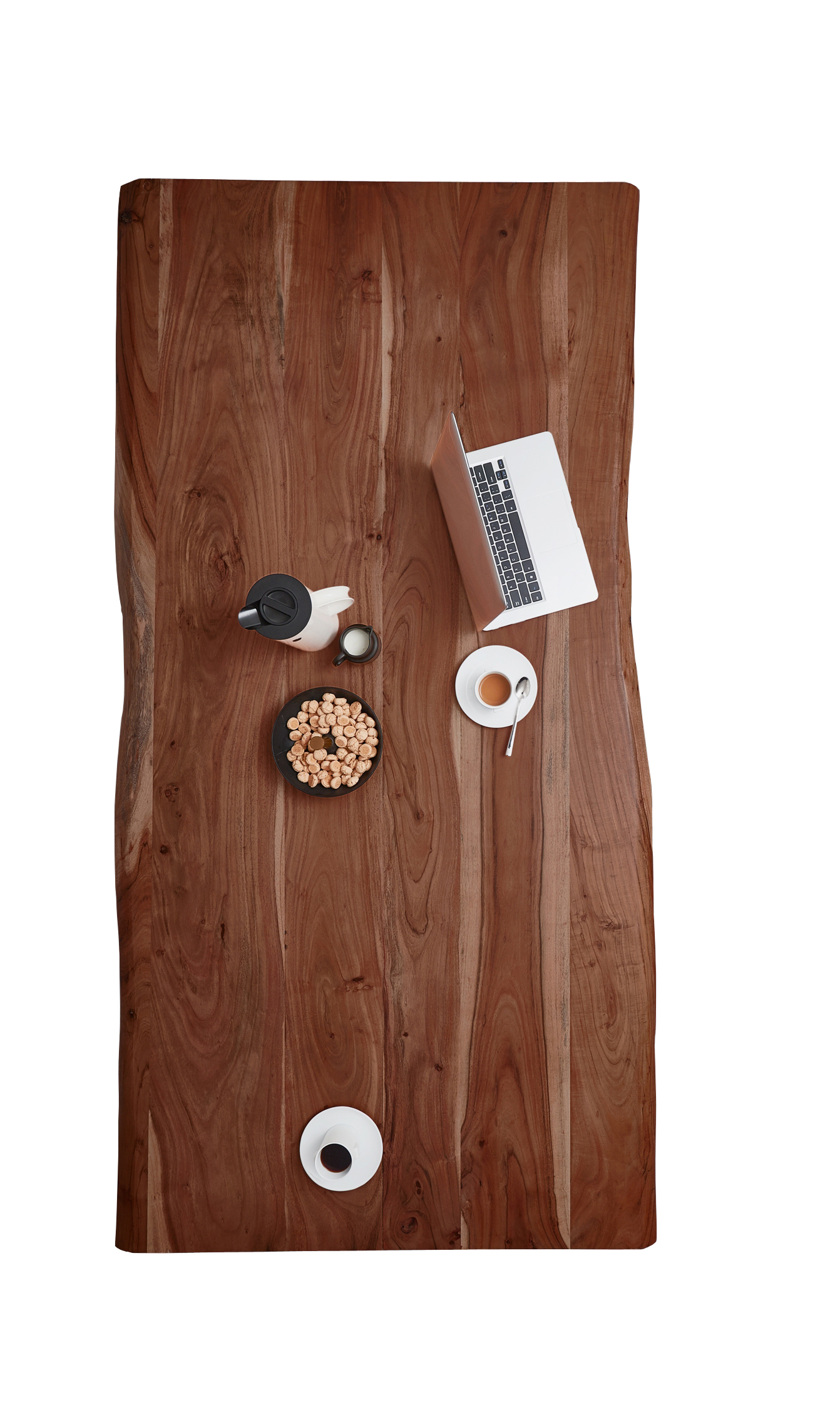 Esstisch Baumkante massiv Akazie nussbaum 140 x 80 U-Gestell schwarz MILO – Bild 2