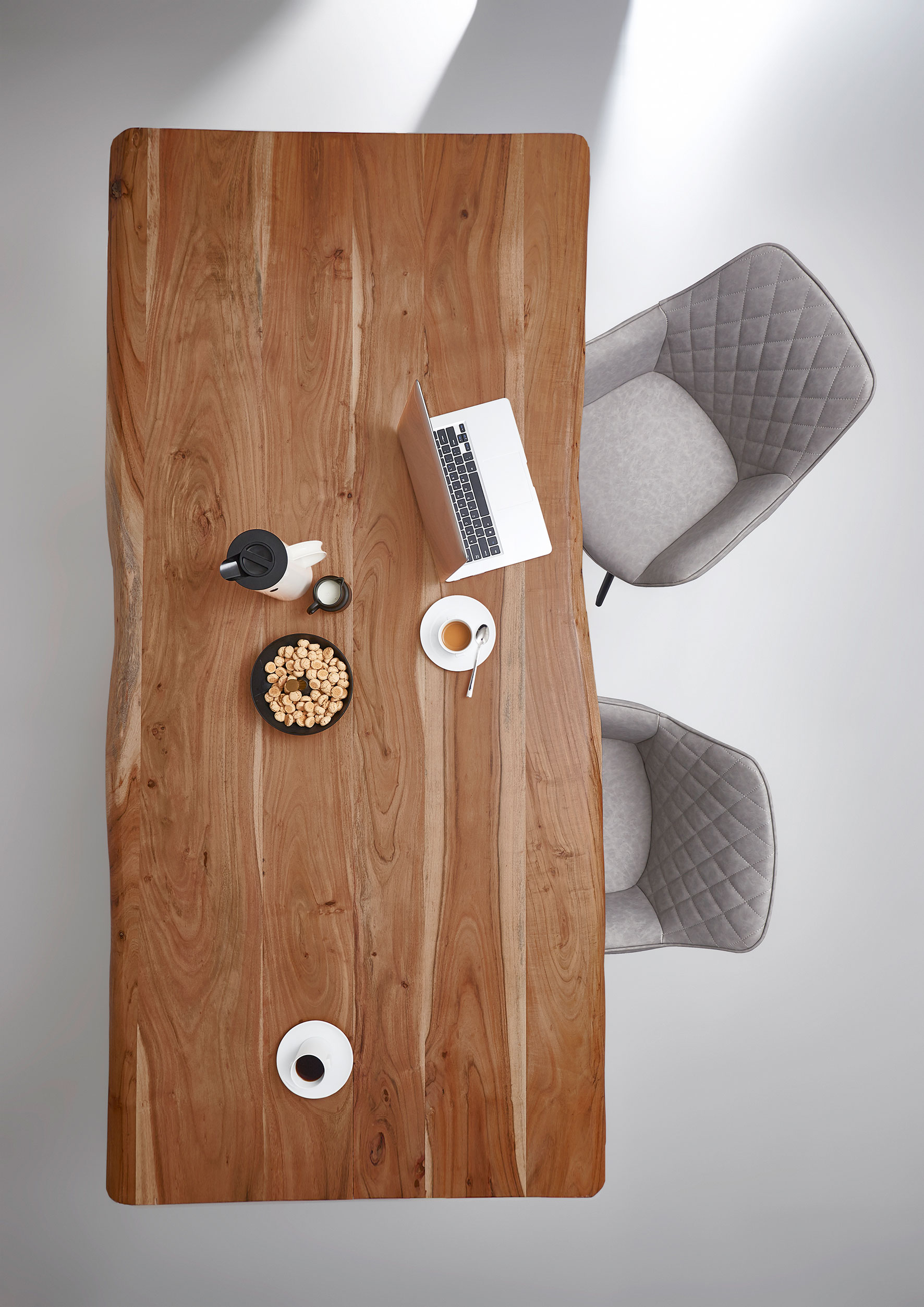 Esstisch Baumkante massiv Akazie natur 240 x 100 U-Gestell schwarz MILO – Bild 3