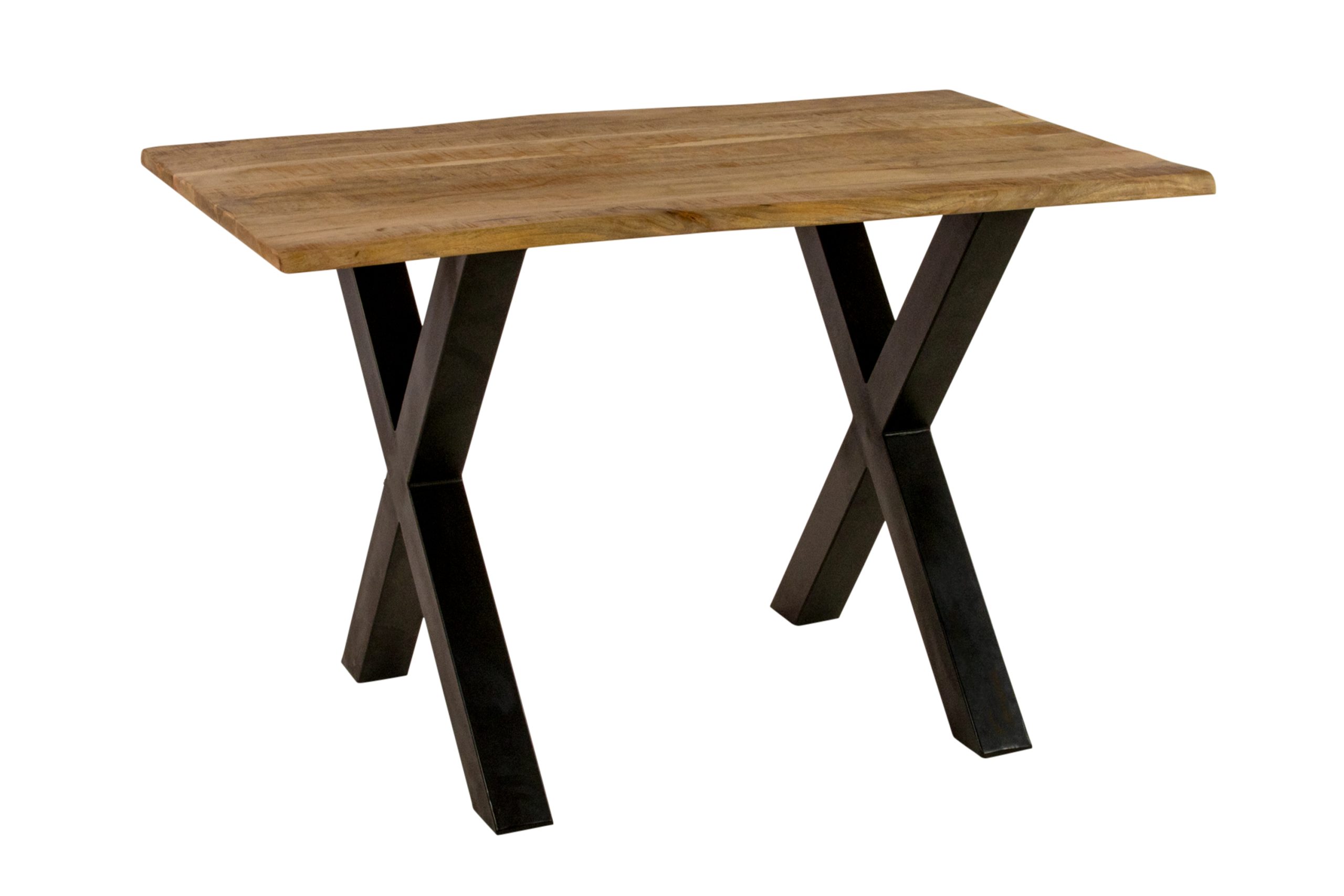 Esstisch Baumkante 120 x 80 cm Mangoholz Rough X-Gestell schwarz MIRABELLE – Bild 2