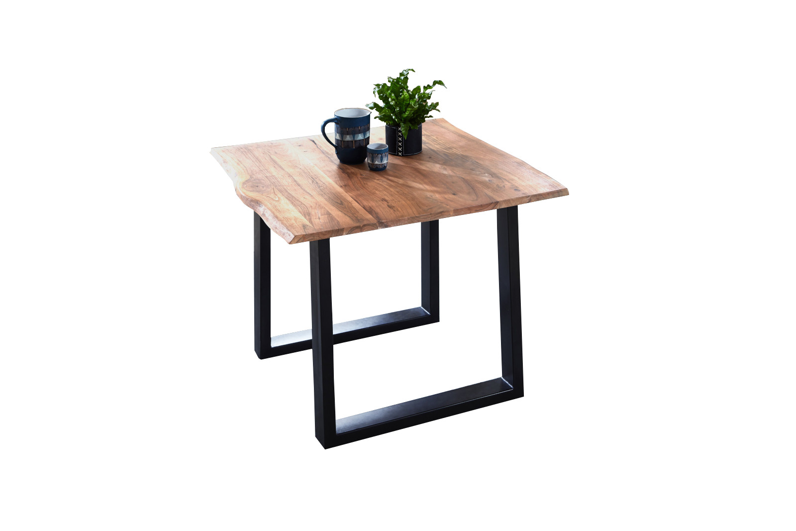 B-Ware Esstisch Baumkante massiv Akazie natur 80 x 80 schwarz NOAH – Bild 4