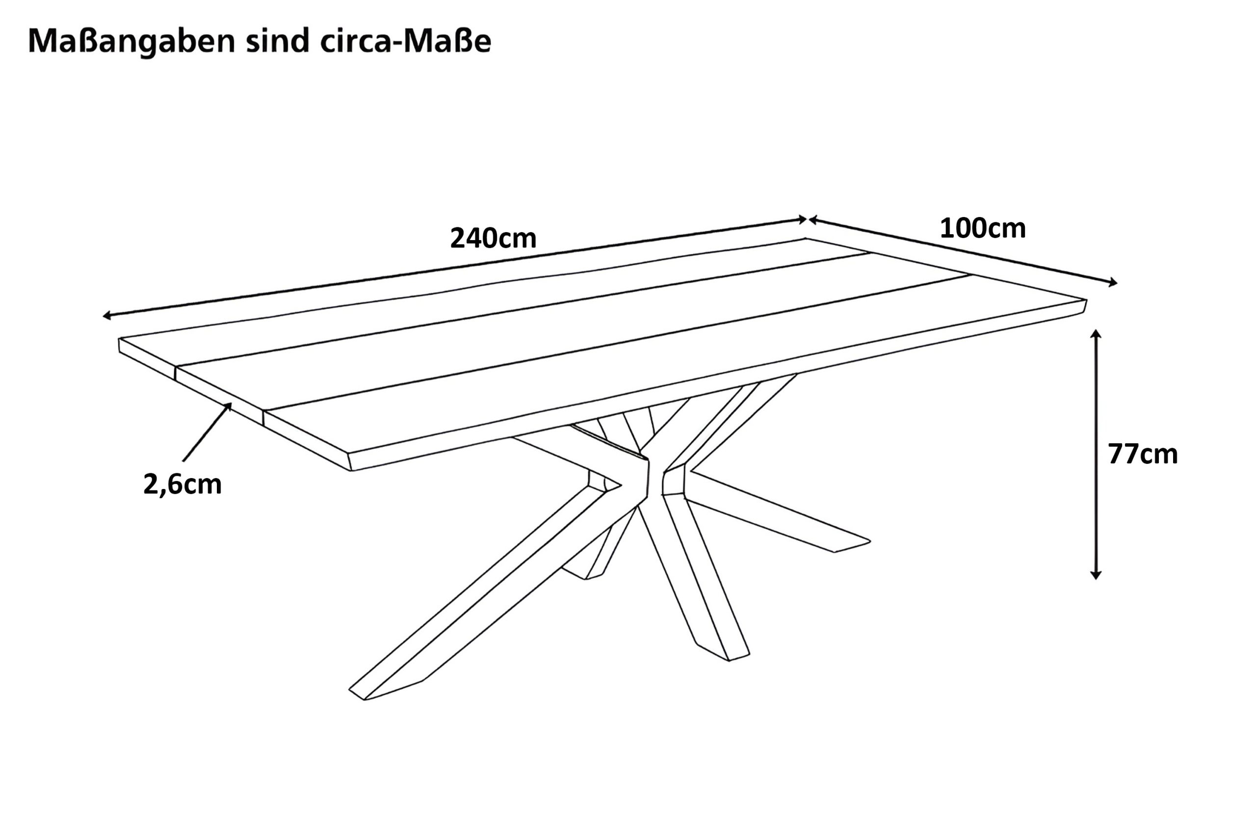 Baumkantentisch 240 x 100 cm Akazie natur Epoxidharz-River in Schwarz Spider-Gestell Holz natur PEDRO – Bild 4