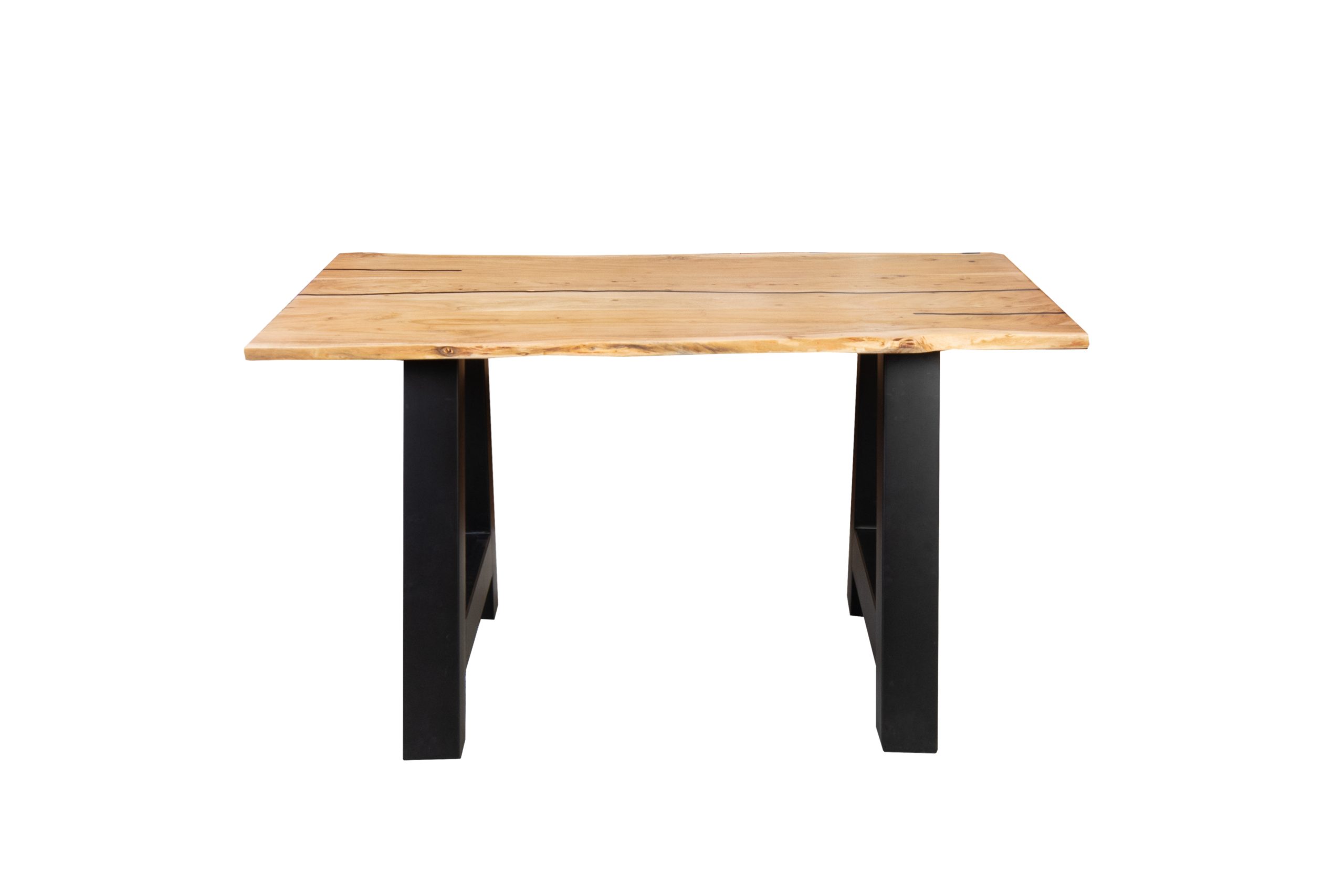 Baumkantentisch Akazie natur mit schwarzen Resin-Adern 120 x 80 A-Gestell schwarz POLLY – Bild 7