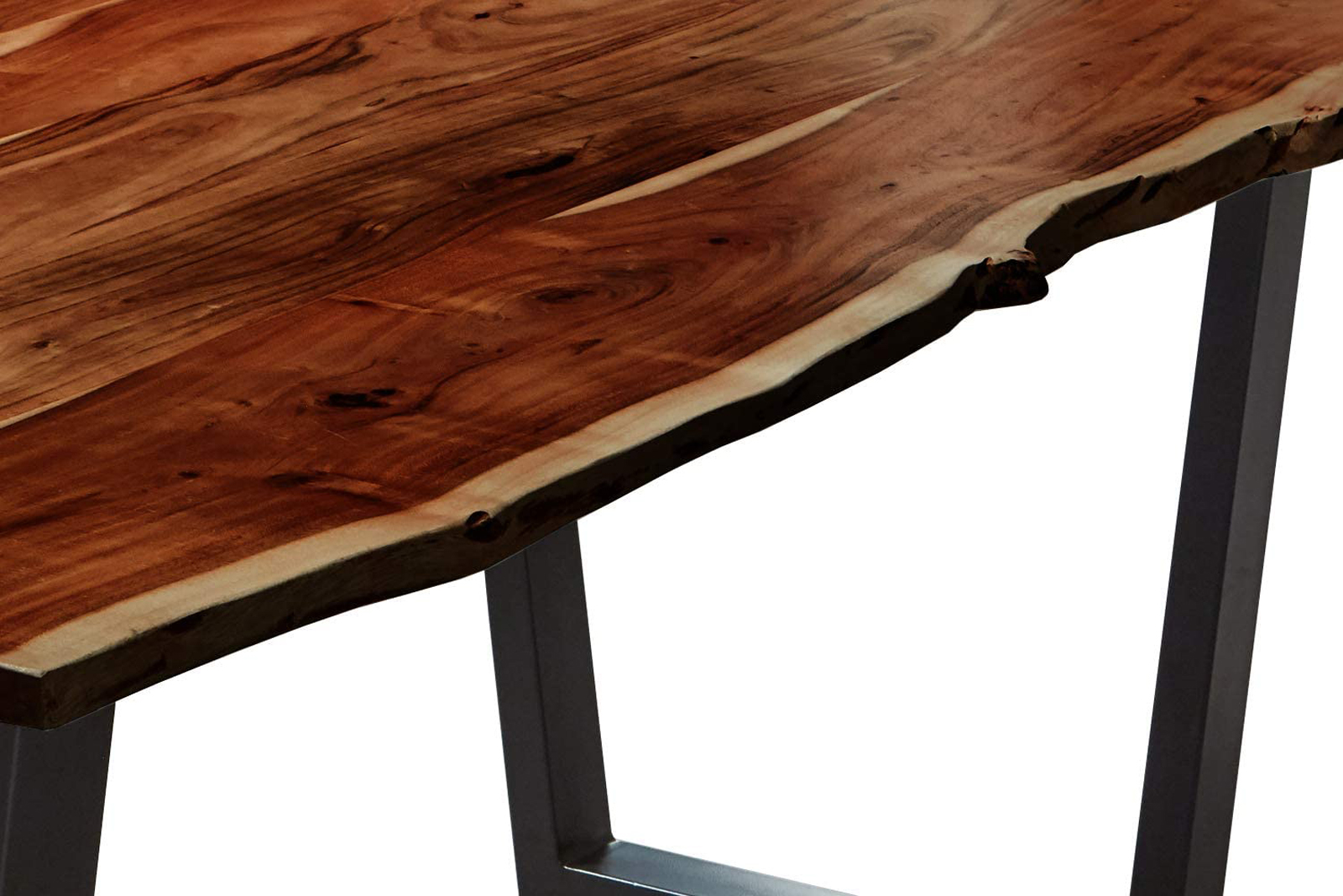 Esstisch Baumkante Nussbaum Akazie V-Gestell schwarz 200 x 100 cm Quila – Bild 7