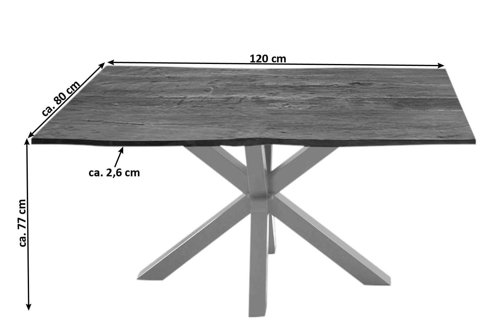 B-Ware Esstisch Baumkante Akazie Nussbaum 120 x 80 cm silber QUINCY – Bild 3