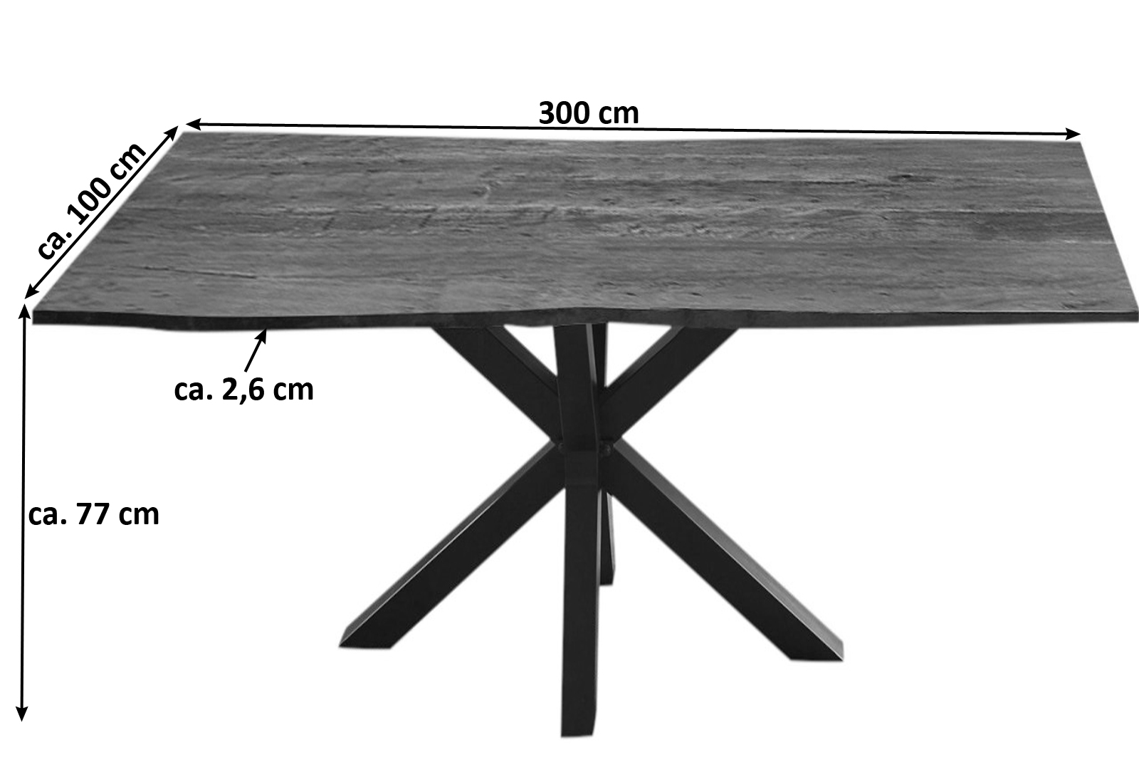 Esstisch Baumkante Akazie Nussbaum 300 x 100 cm schwarz QUINCY – Bild 3