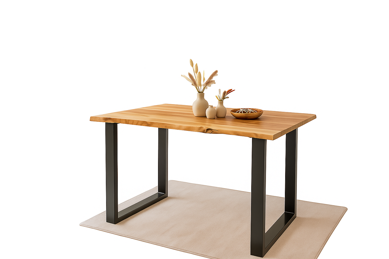 Esstisch Baumkante 160 x 85 cm massiv Akazie natur U-Gestell schwarz QUINTUS – Bild 3