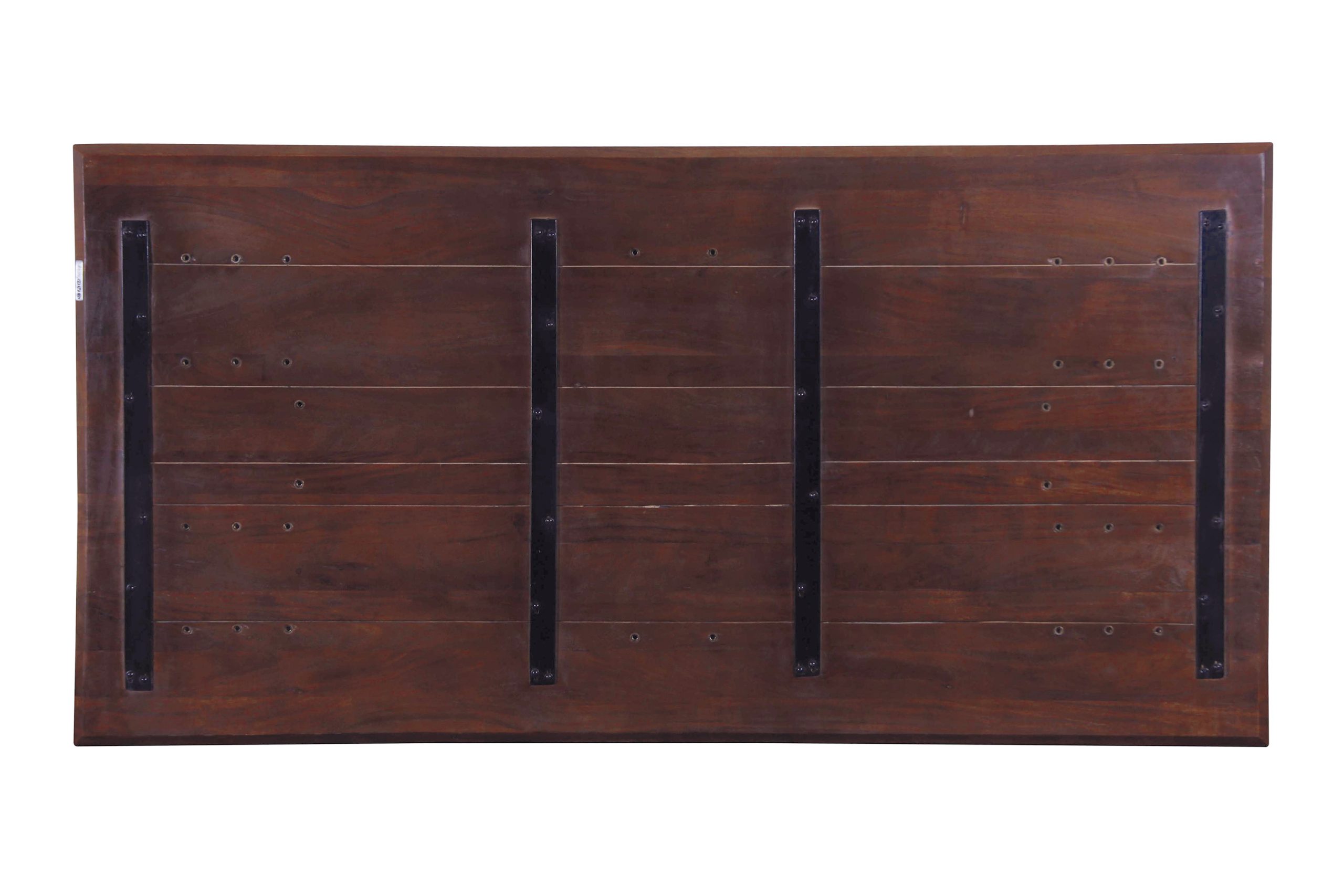 Esstisch 180x90 cm Akazie massiv kastaniefarben Schweizer Kante Spider-Gestell silber RITA – Bild 7