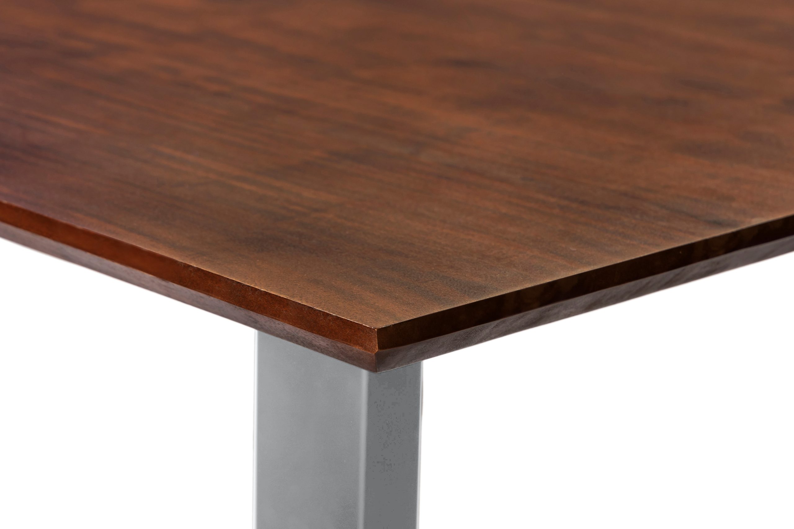 Esstisch 200x100 cm Akazie massiv kastaniefarben Schweizer Kante U-Gestell silber RITA – Bild 5