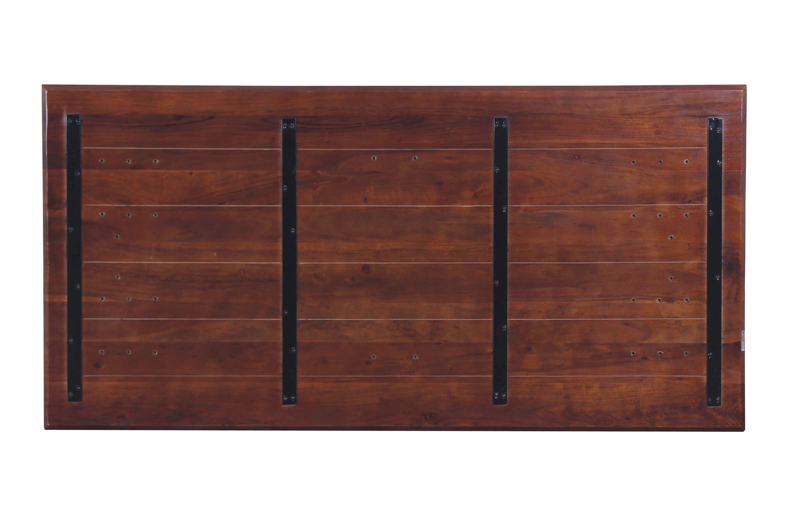 Esstisch 200x100 cm Akazie massiv kastaniefarben Schweizer Kante X-Gestell silber RITA – Bild 7