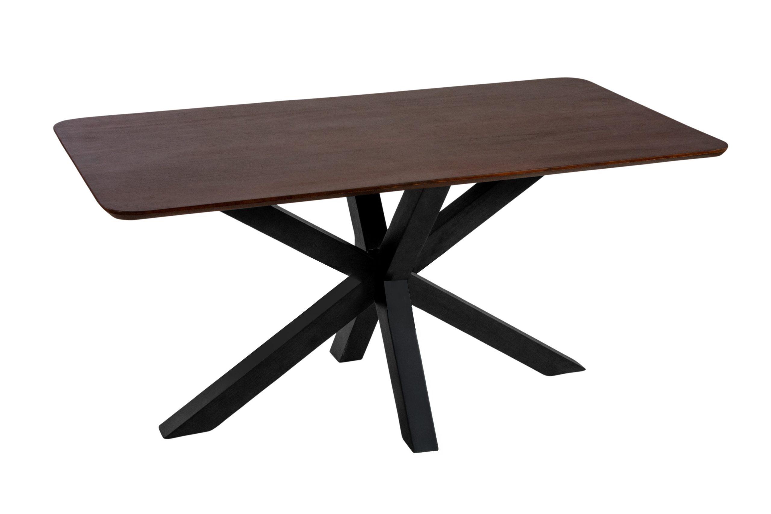 Esstisch 240 x 100 cm Akazie kastanienfarbig Schweizer Kante & abgerundete Ecken Spider-Gestell schwarz ROBERTO – Bild 2