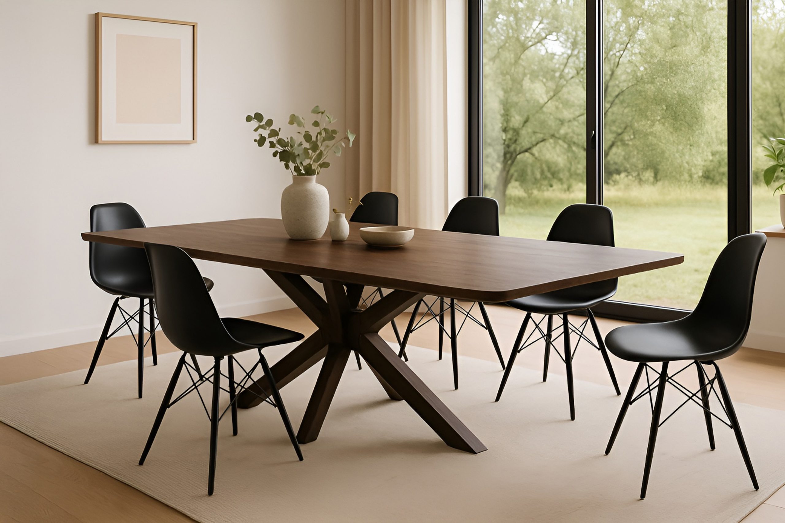 Esstisch 220 x 100 cm Akazie kastanienfarbig Schweizer Kante & abgerundete Ecken Spider-Gestell Holz kastanienfarbig ROBERTO – Bild 4