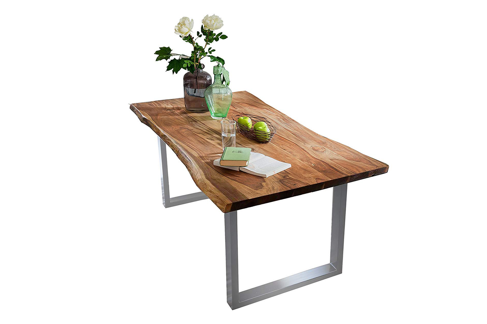 SIT Esstisch Baumkante massiv Akazie nussbaum 220 x 100 silber – Bild 2