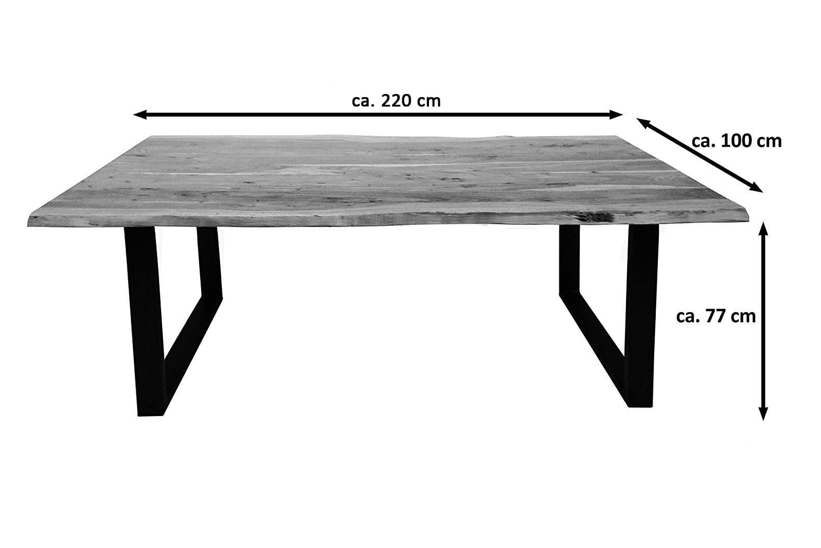SIT Esstisch Baumkante massiv Akazie nussbaum 220 x 100 silber – Bild 3