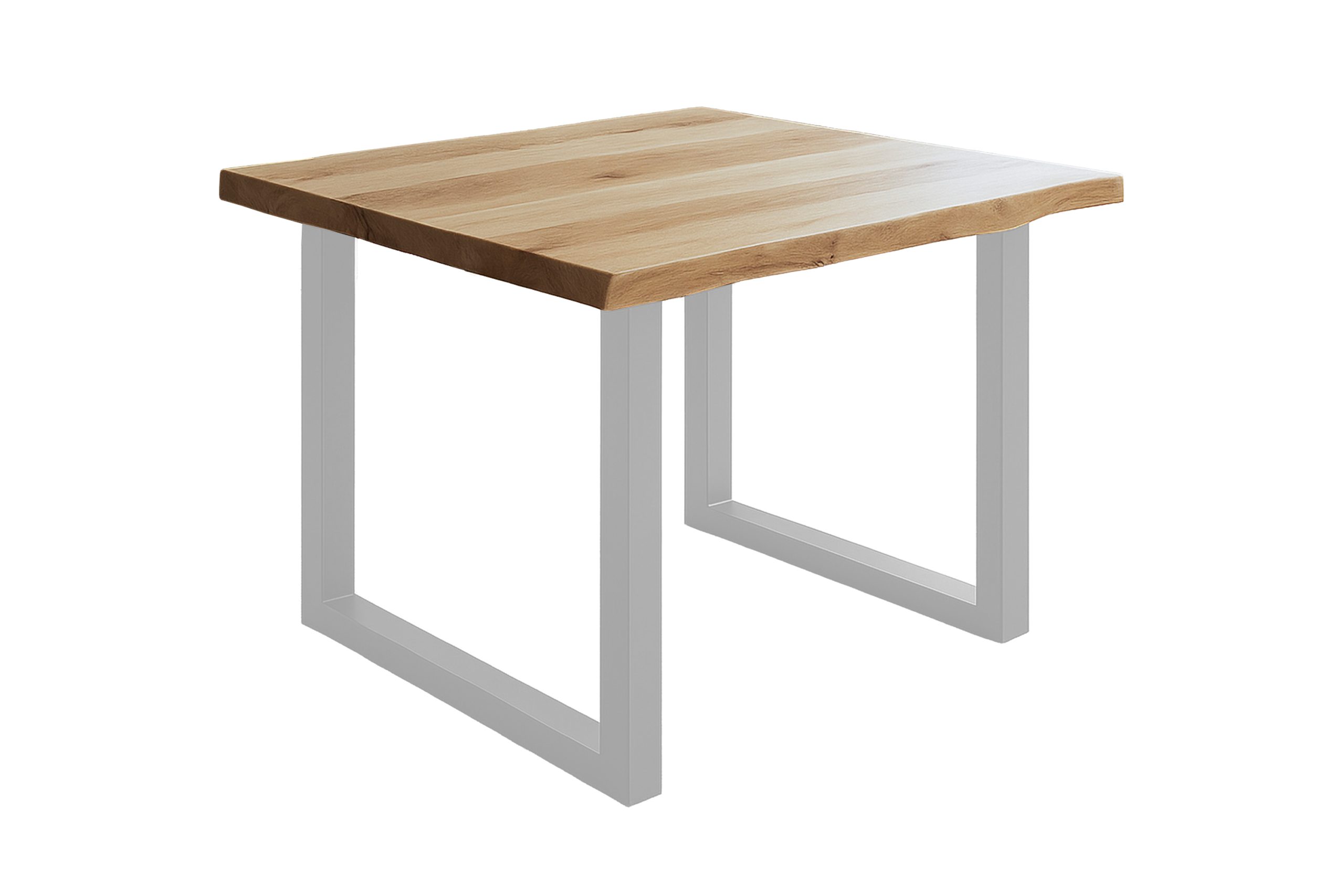 Esstisch Baumkante 90 x 90 cm Wildeiche U-Gestell silber SERRA – Bild 2