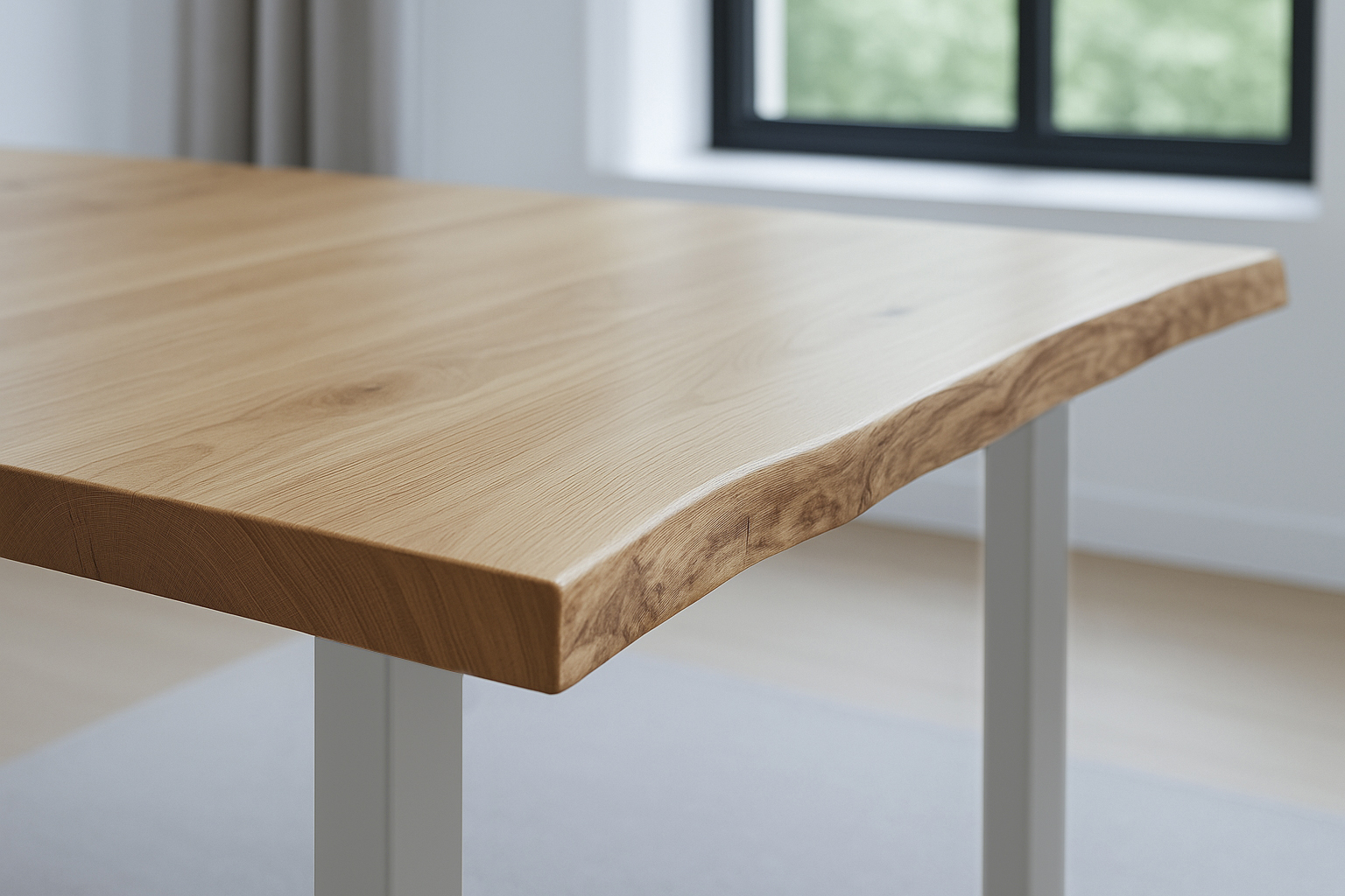 Esstisch Baumkante 90 x 90 cm Wildeiche U-Gestell silber SERRA – Bild 5