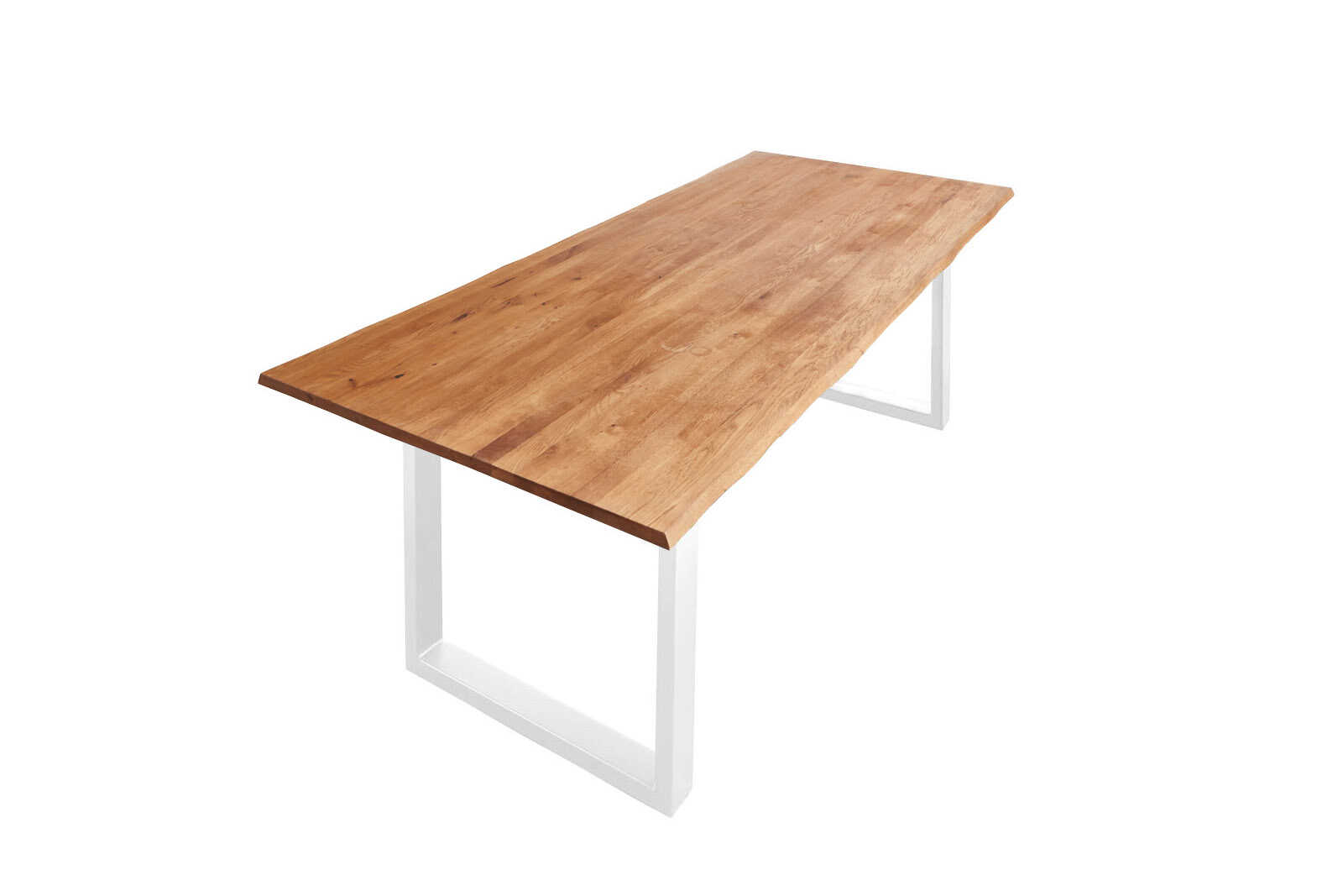 Esstisch Baumkante 200 x 100 cm Wildeiche U-Gestell weiß SERRA – Bild 2