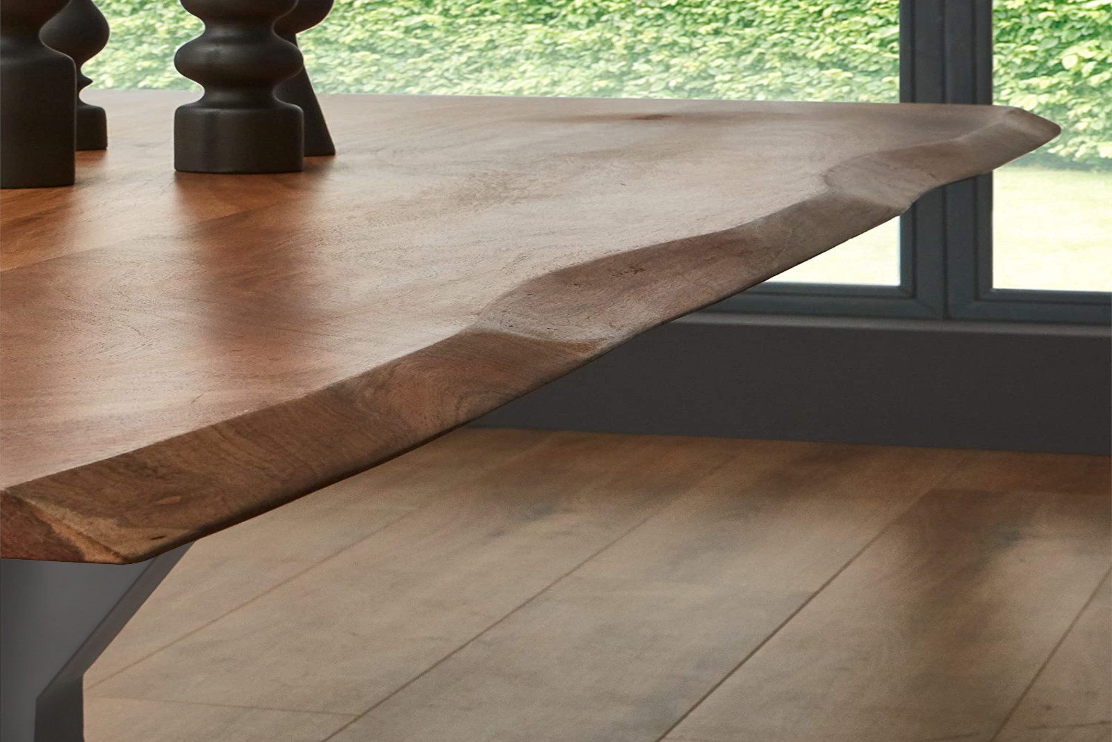 Esstisch Baumkante massiv Akazie natur 260 x 100 Spider-Gestell silber SPYRO – Bild 5