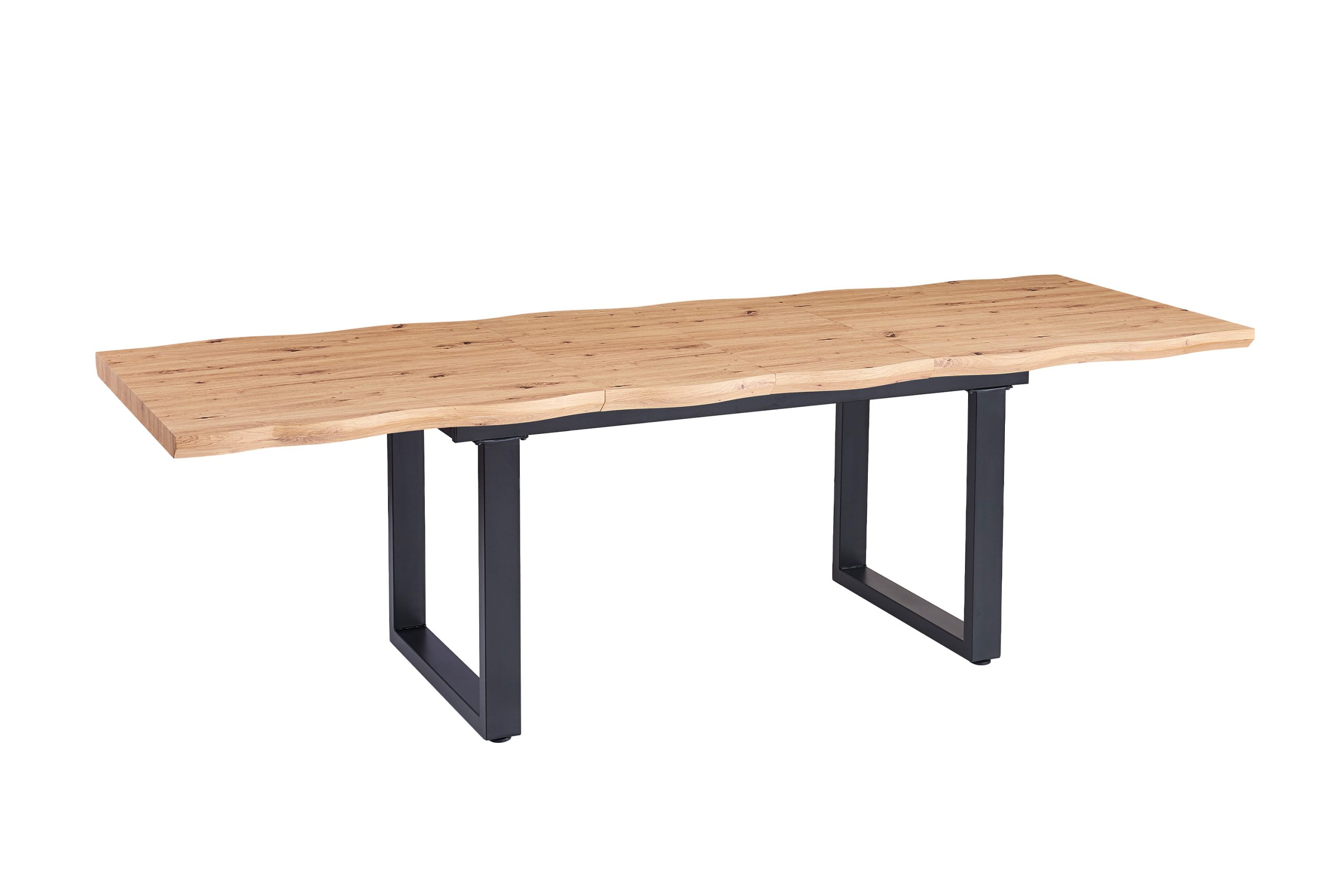 Esszimmertisch Baumkante eichenfarben 180(260) x 90 schwarz U-Gestell SWAN – Bild 2