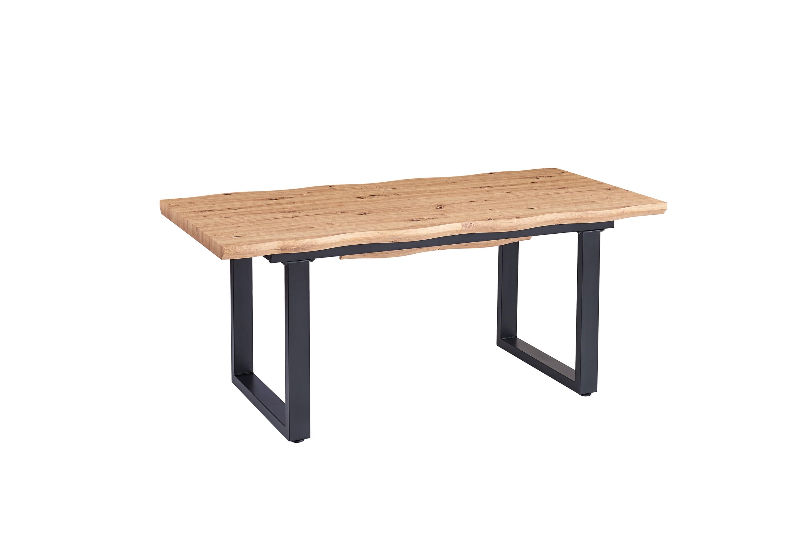 Esszimmertisch Baumkante eichenfarben 180(260) x 90 schwarz U-Gestell SWAN – Bild 5