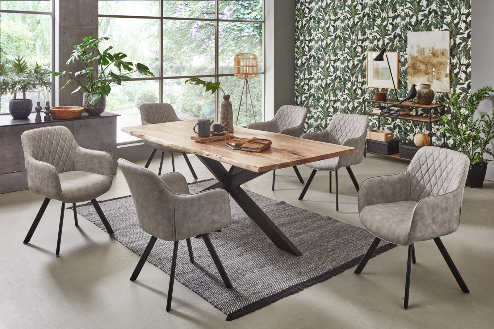 Esstisch Baumkante Akazie Natur 160 x 85 cm schwarz TABEA – Bild 5