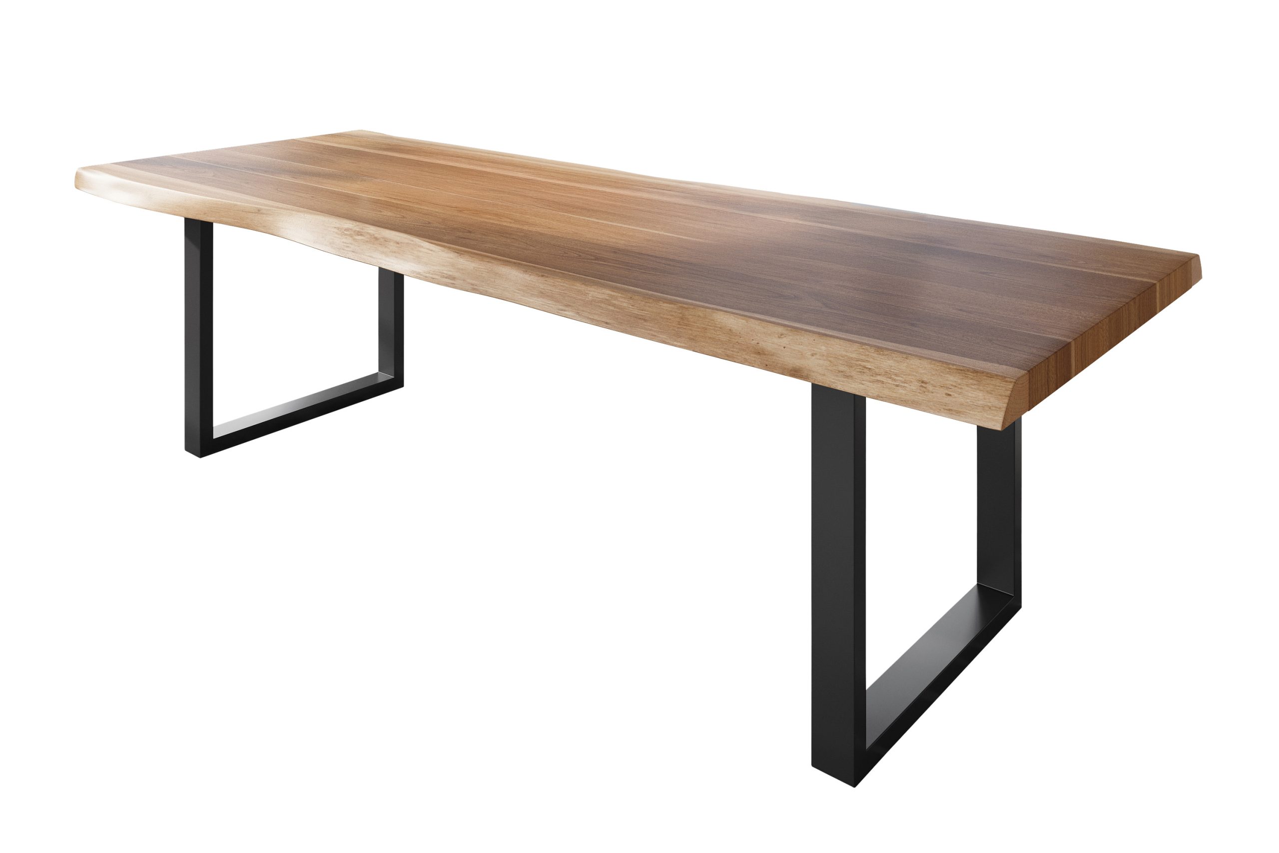 Baumkantentisch 280 x 110 cm Esstisch massiv Akazie Natur U-Gestell Schwarz TITAN – Bild 2