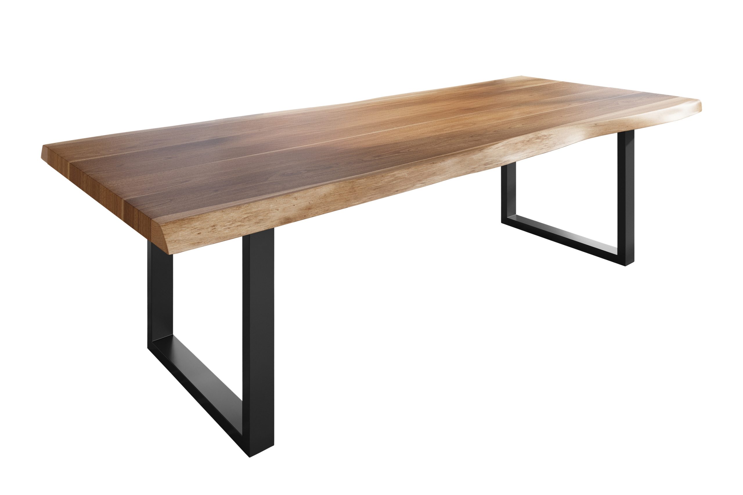 Baumkantentisch 300 x 120 cm Esstisch massiv Akazie Natur U-Gestell Schwarz TITAN – Bild 3