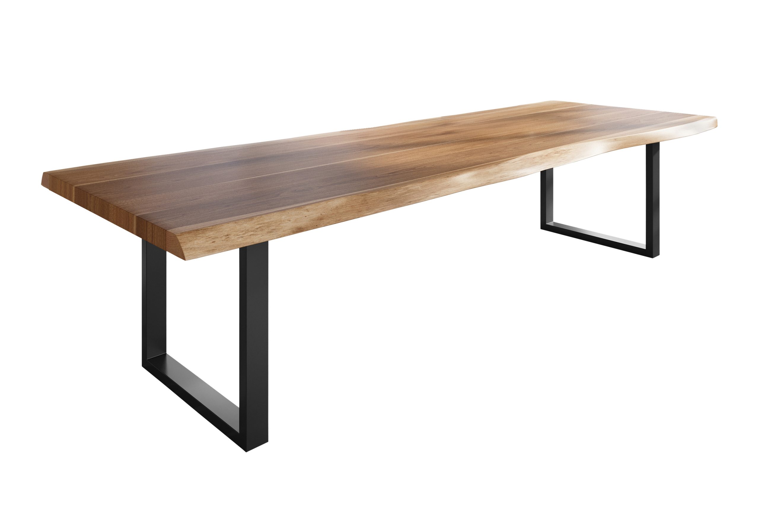 Baumkantentisch 320 x 120 cm Esstisch massiv Akazie Natur U-Gestell Schwarz TITAN – Bild 3