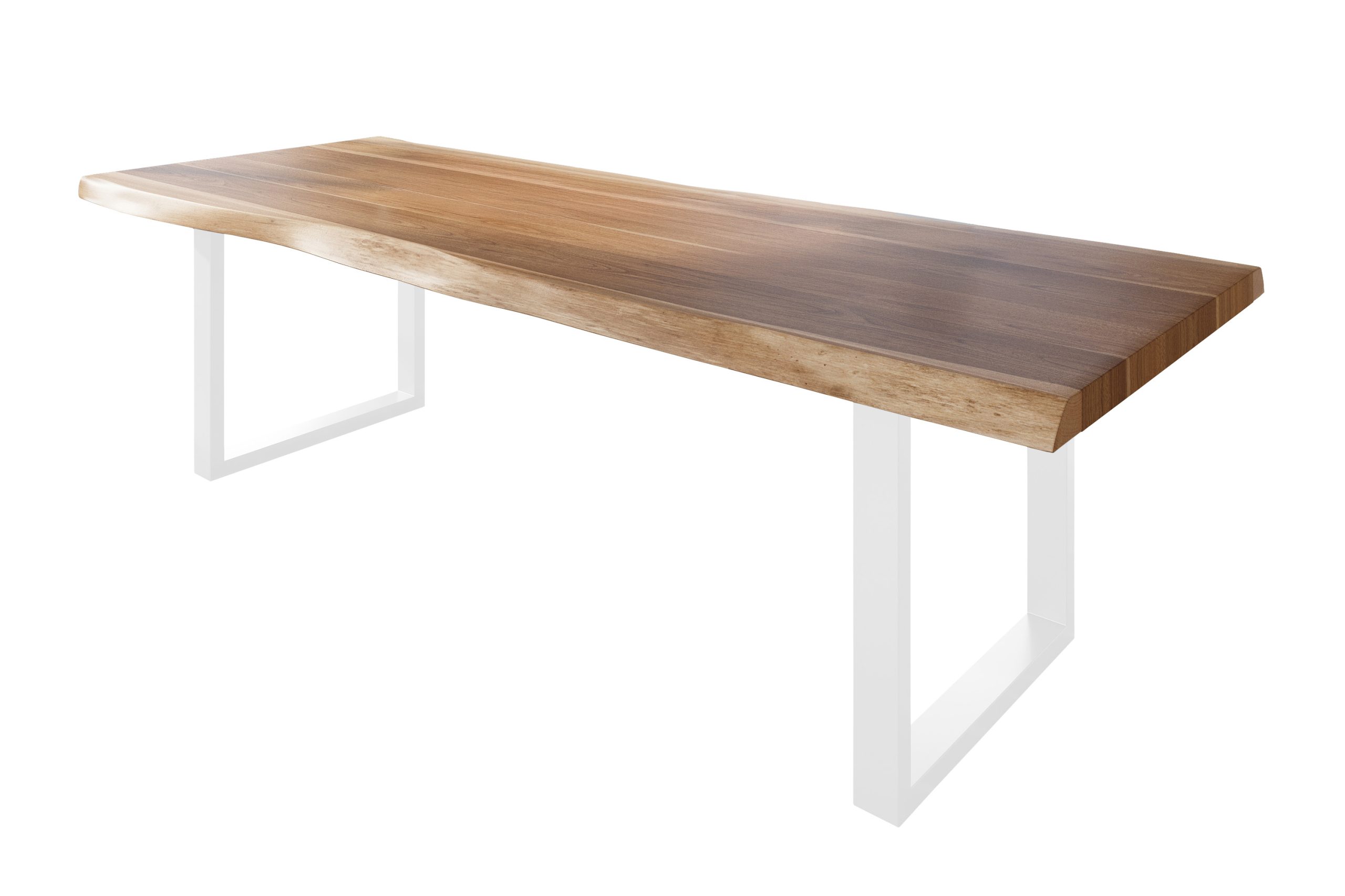 Baumkantentisch 280 x 110 cm Esstisch massiv Akazie Natur U-Gestell Weiß TITAN – Bild 2