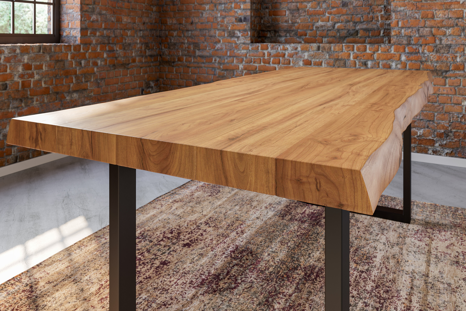 Esstisch Baumkante massiv Akazie natur 220 x 100 schwarz Utrecht – Bild 4