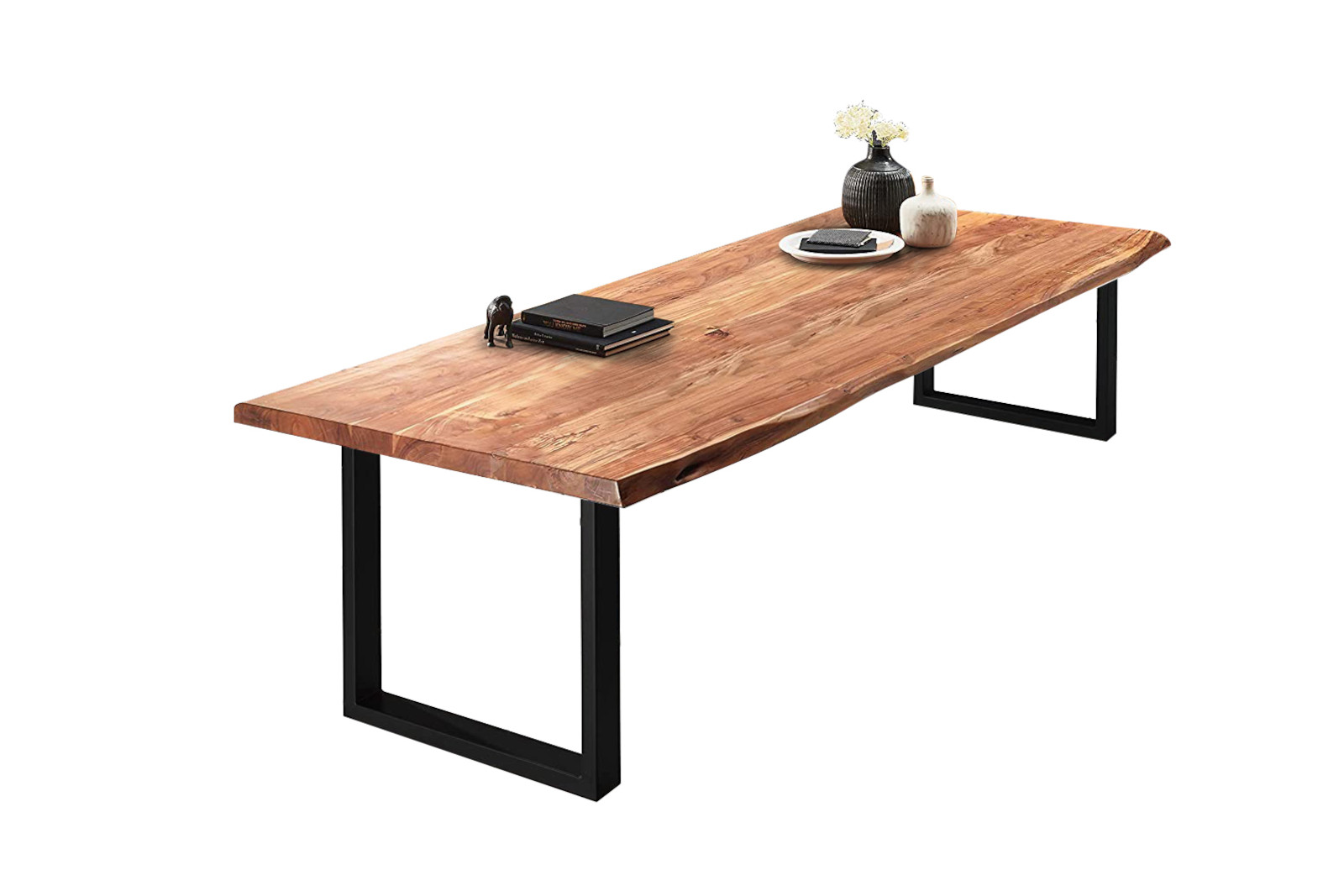 Baumkantentisch Esstisch Akazie Natur 240 x 120 cm schwarz Valin – Bild 3