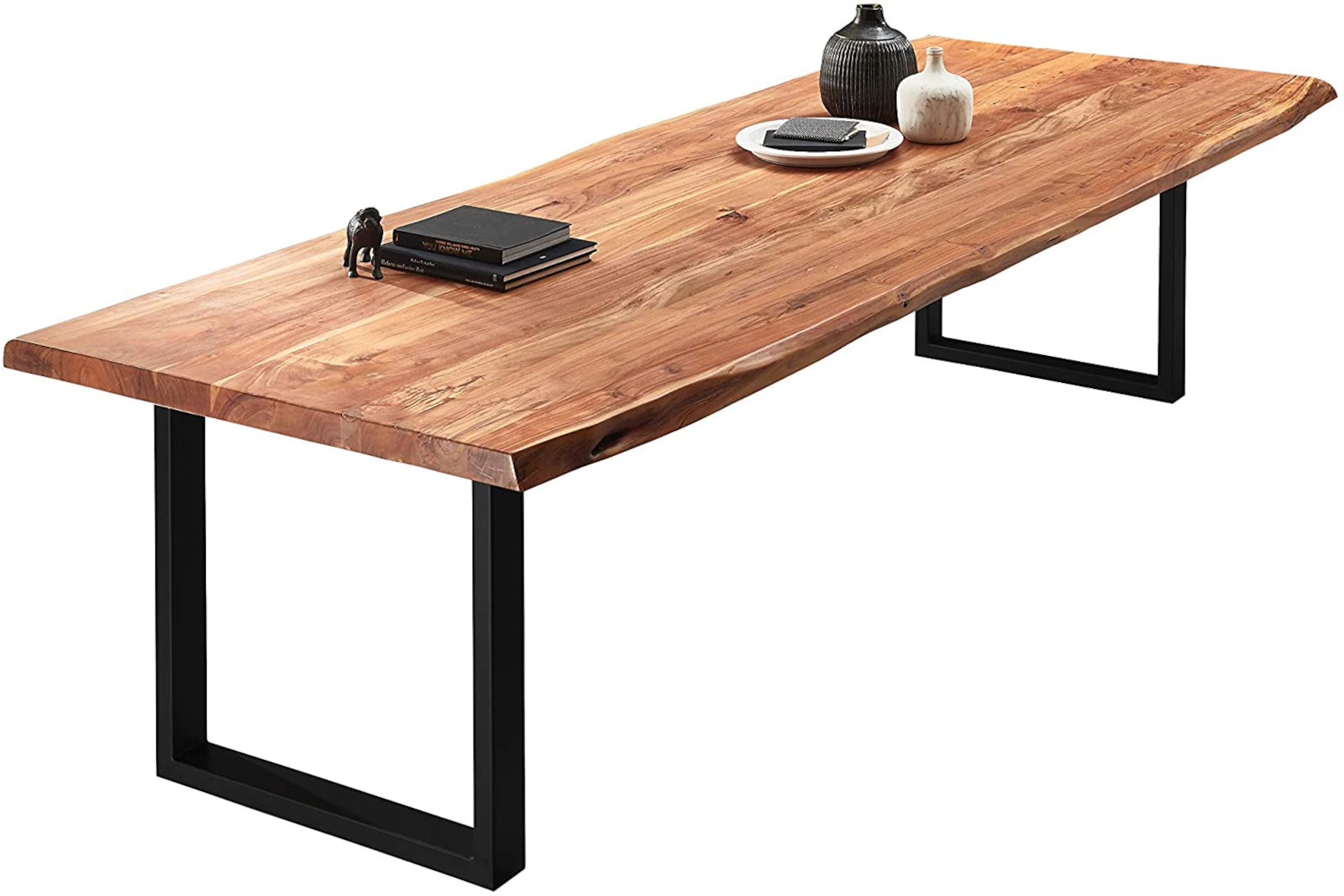 Baumkantentisch Esstisch Akazie Natur 260 x 120 cm schwarz Valin – Bild 3