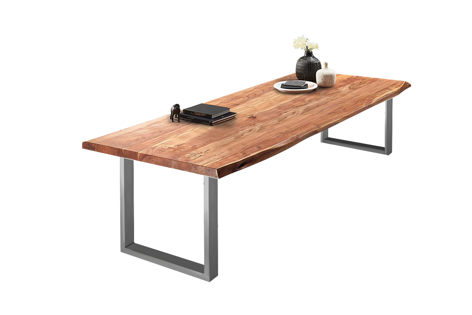 Baumkantentisch Esstisch Akazie Natur 260 x 120 cm silber Valin – Bild 3