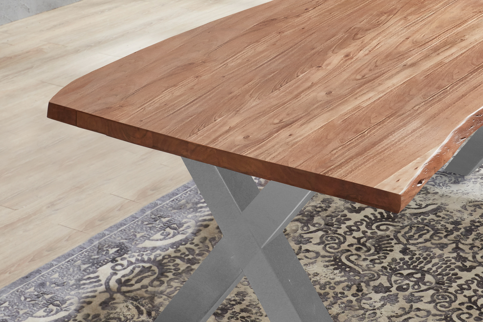 Esstisch Baumkante massiv Akazie natur 120 x 80 silber XANTEN – Bild 4