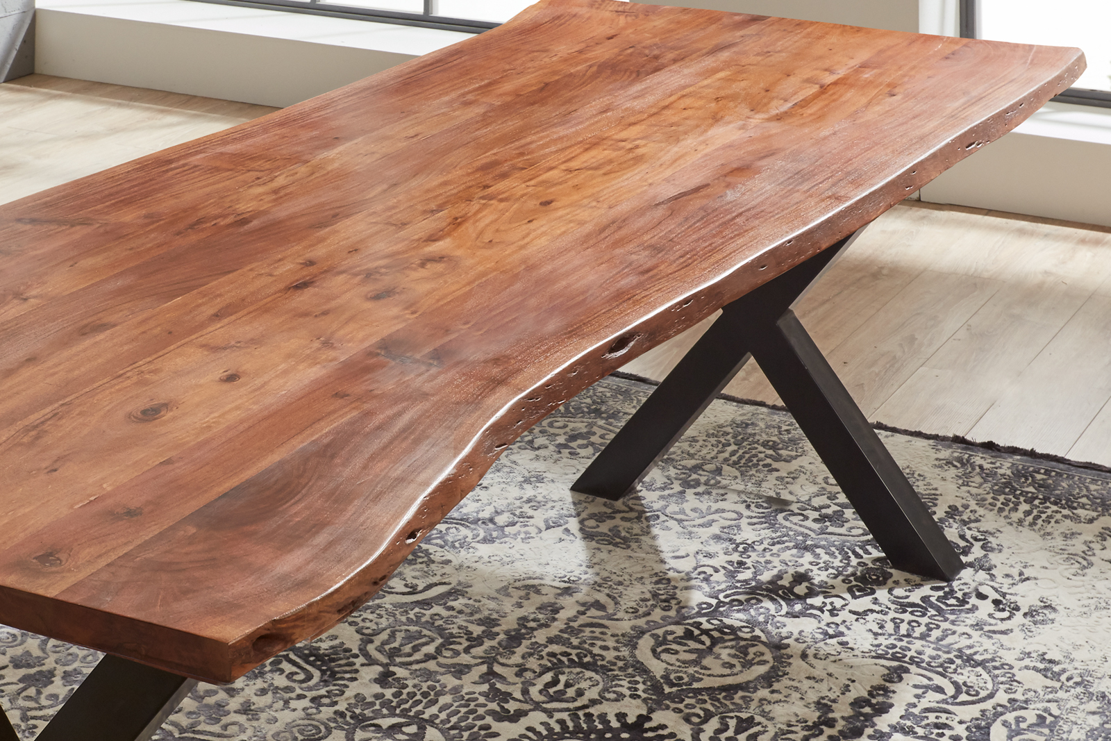 Esstisch Baumkante massiv Akazie nussbaum 240 x 100 schwarz XANTEN – Bild 5