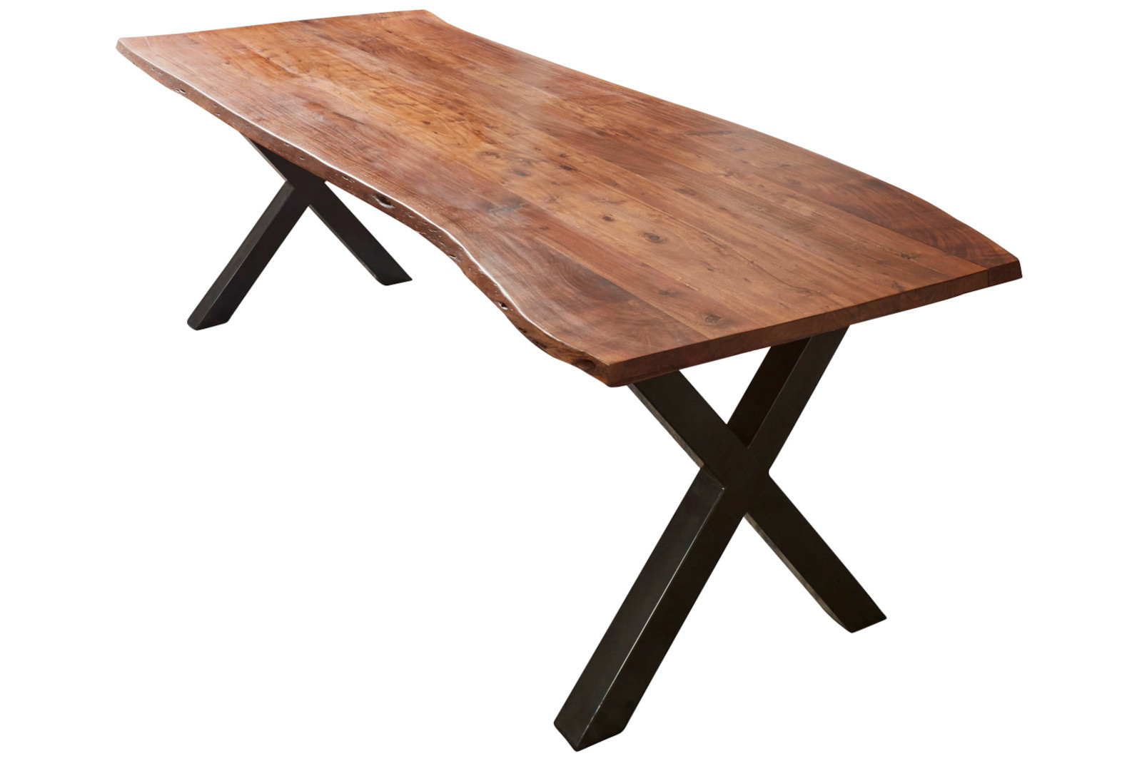 Esstisch Baumkante massiv Akazie nussbaum 220 x 100 schwarz XAVER – Bild 3