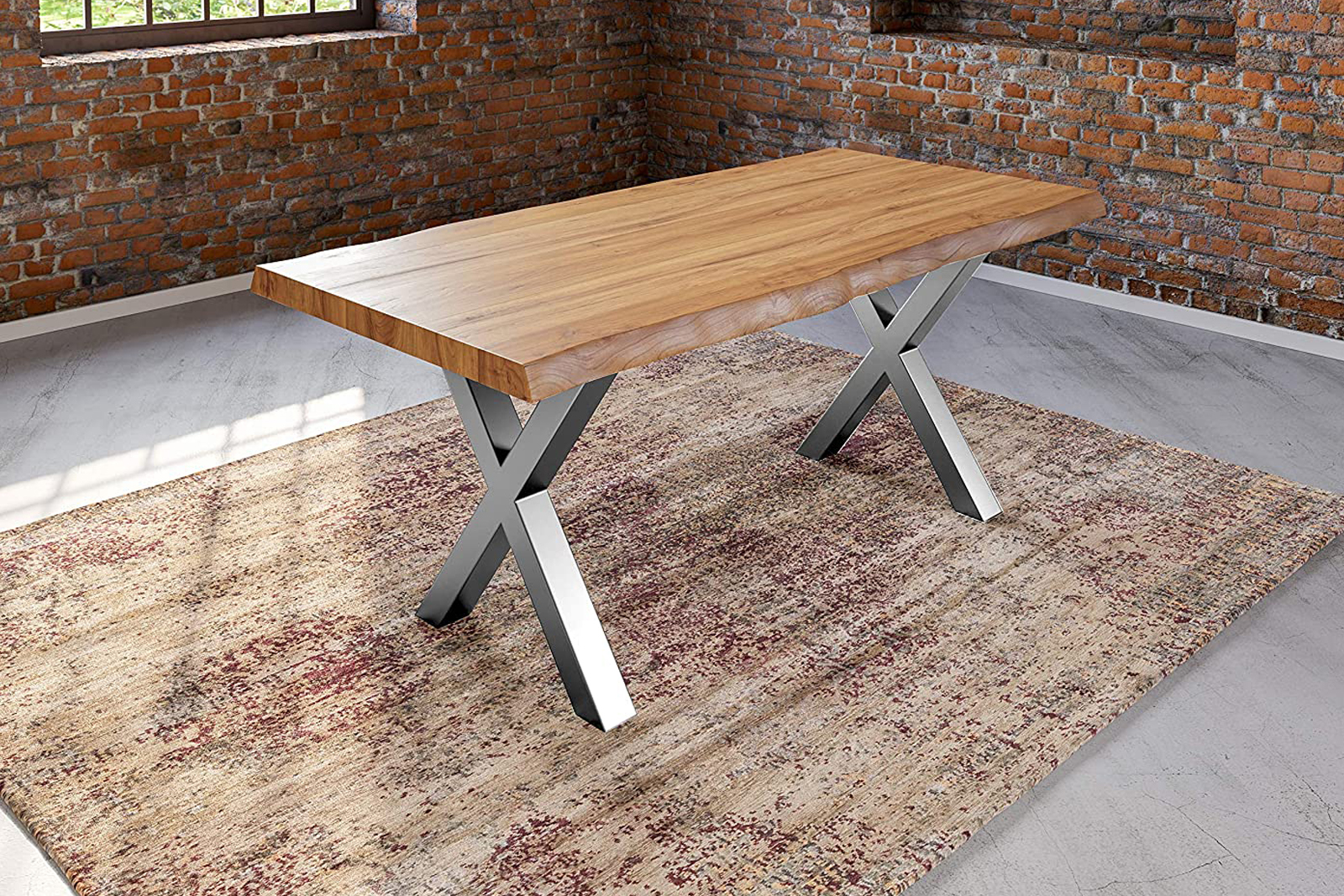 Esstisch Baumkante massiv Akazie natur 180 x 90 silber Xerez